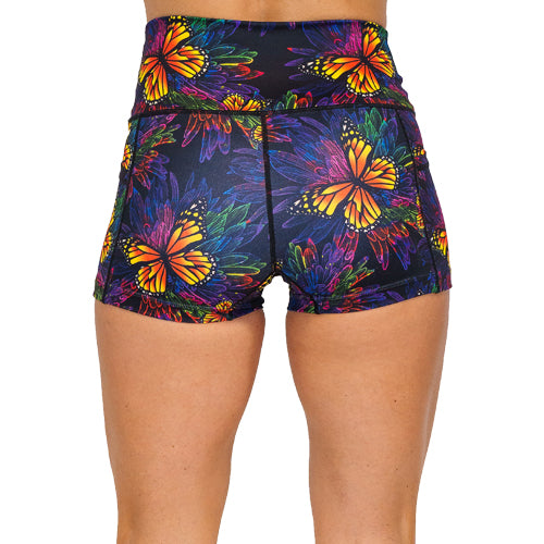 Butterfly Effect Women's Running Shorts - High Waist Athletic Shorts for Yoga, Gym & Outdoor Workouts