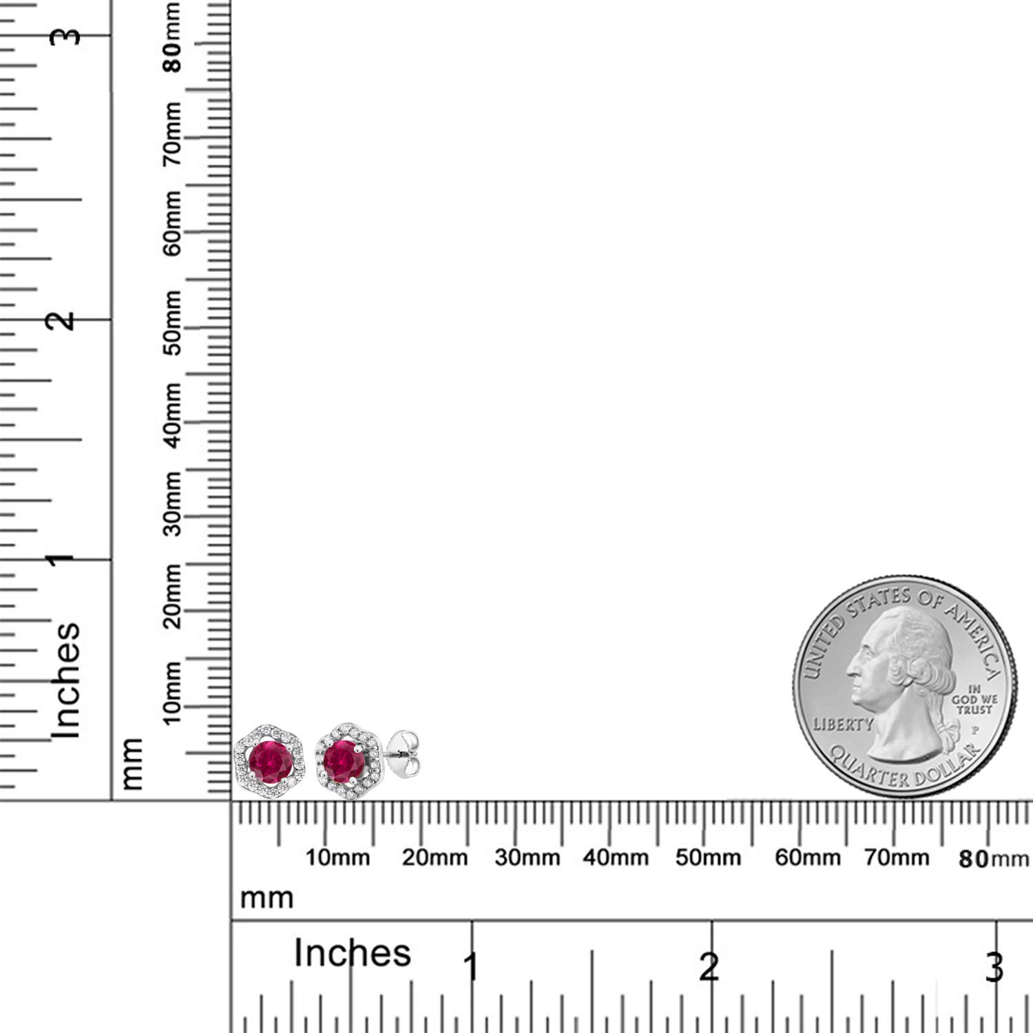 1.32 Ct Round Red Created Ruby Stud Earrings in 925 Sterling Silver - Gem Stone King | Elegant Jewelry for Women, Perfect for Parties & Gifts