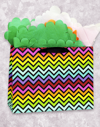 Chevron Rainbow Gift Bags - Colorful Party Favor Bags for Birthdays, Baby Showers & Wedding Favors | Bulk Pack of 10