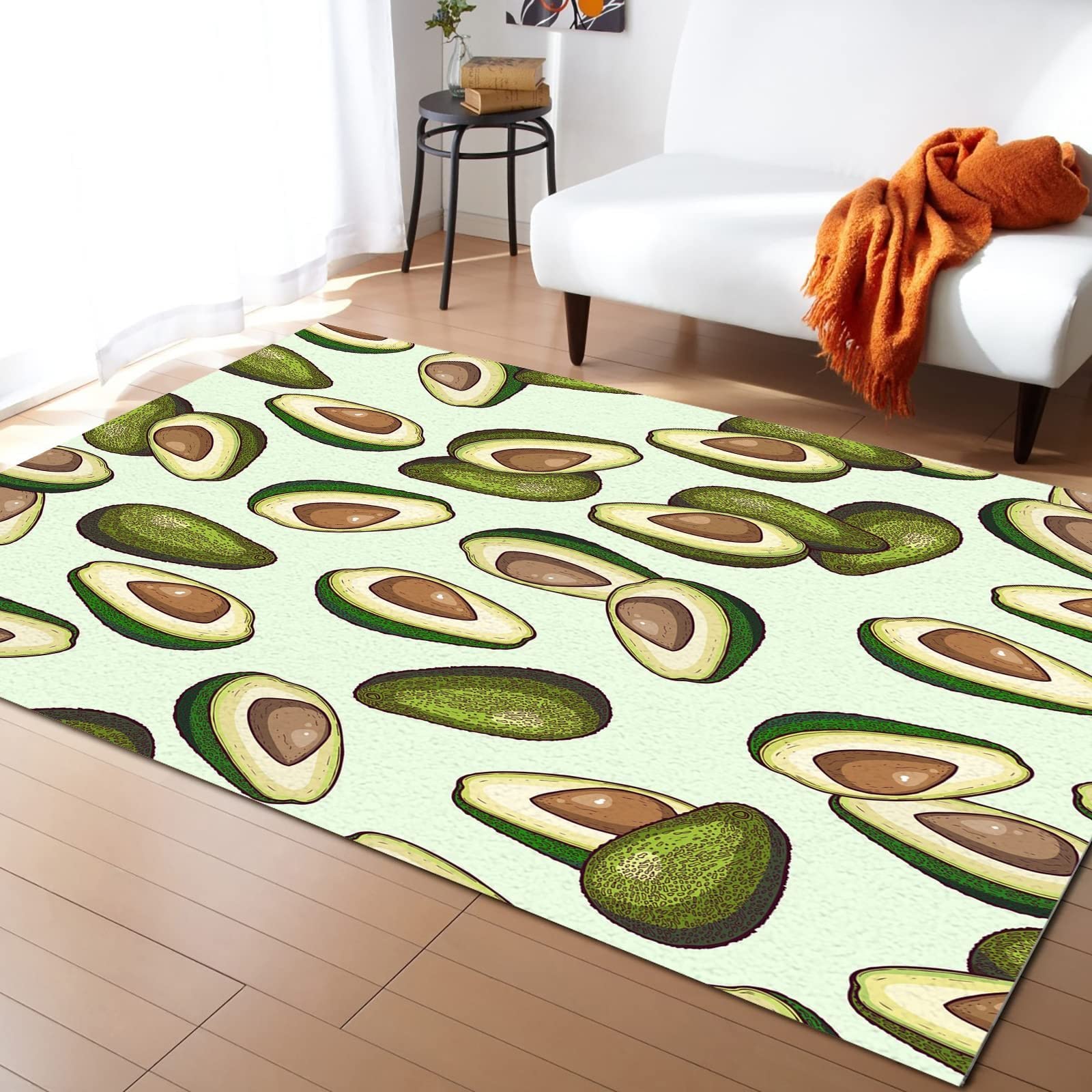 Premium Non-Slip Avocado Sliced Area Rug - 6x4ft Durable Kitchen & Home Decor Rug for Living Room, Bedroom, Dining Room, Office & Laundry - Perfect for Fruit-Themed Decor & High-Traffic Areas