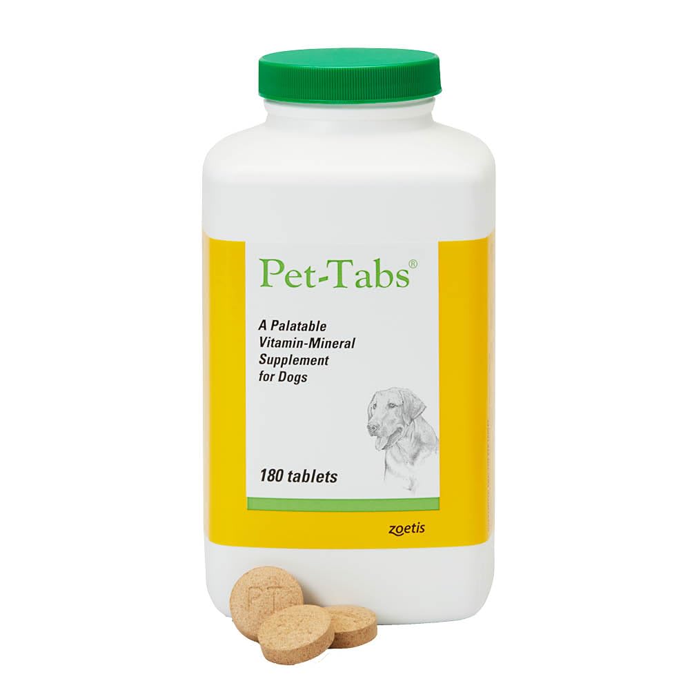 Pet-Tabs Multivitamin & Mineral Chewable Supplement for Dogs - 180 Count Bottle | Supports Immune Health, Skin & Coat, Joint Care | Perfect for Daily Nutrition & Active Lifestyles