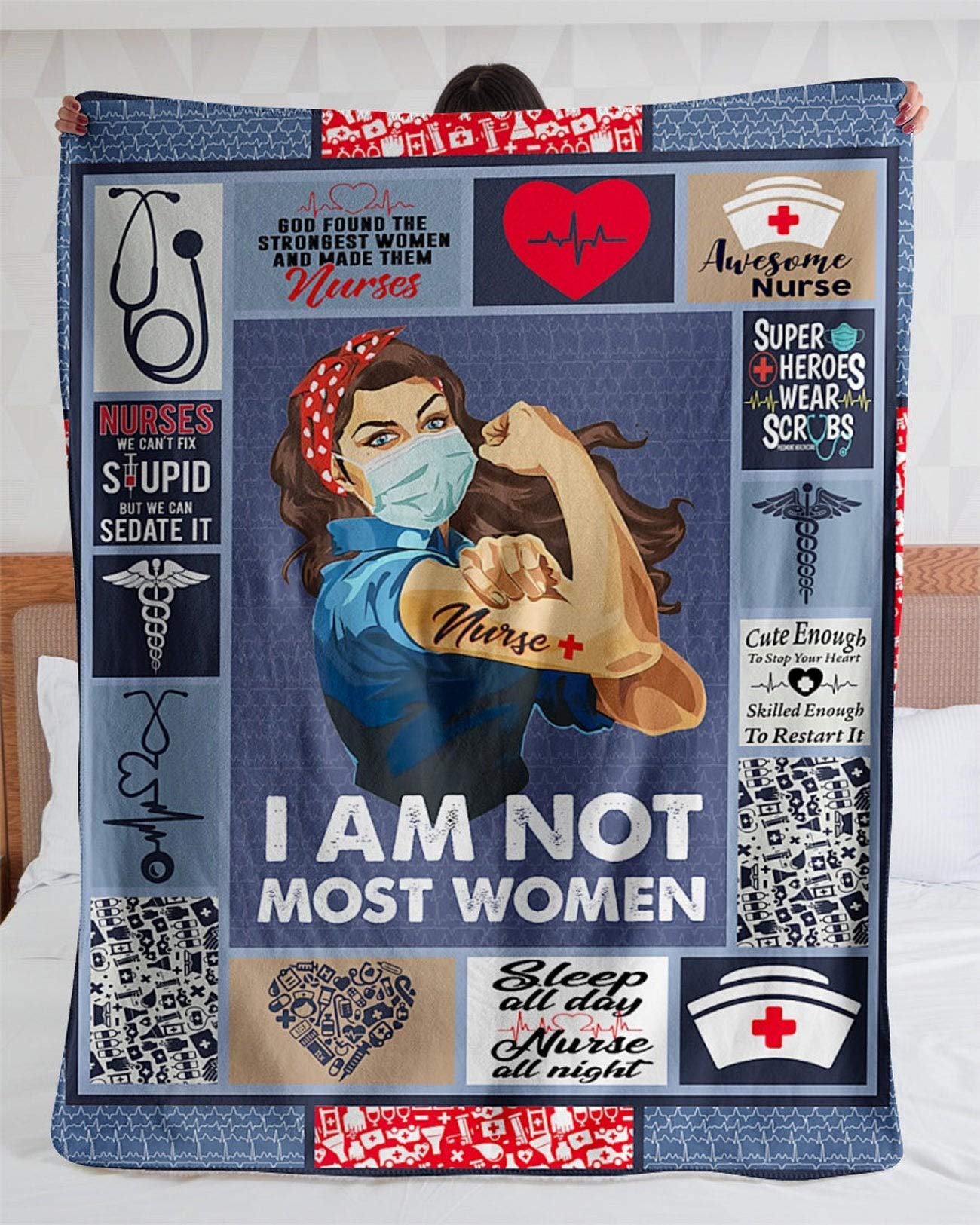 Personalized Nurse Superhero Fleece Sherpa Blanket - Custom Size Soft Woven Throw for Nurses, Best Friends - Perfect Gift for Christmas, Birthday, Vacation & Holidays - Cozy for Home, Office & Hospital Use