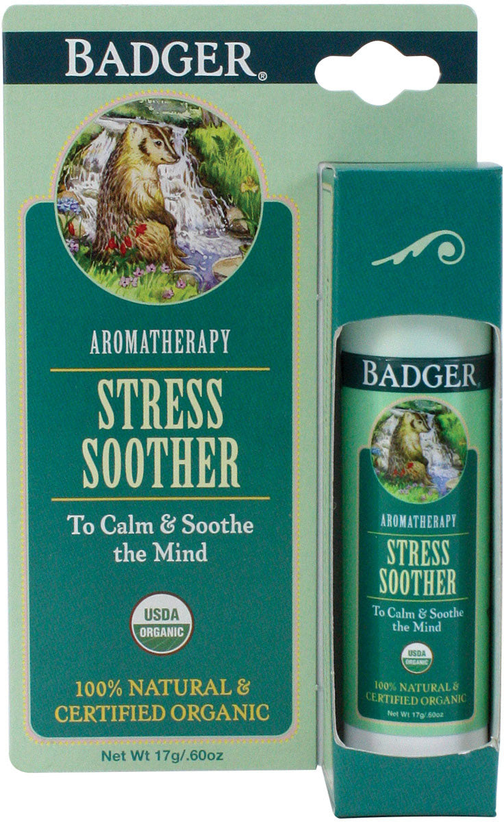 Badger Stress Soother Stick - Natural Mind & Body Balm for Calm & Relaxation | Aromatherapy Essential Oil Roll-On for Anxiety Relief, Sleep Aid & Meditation | Perfect for Travel, Office & Home Use