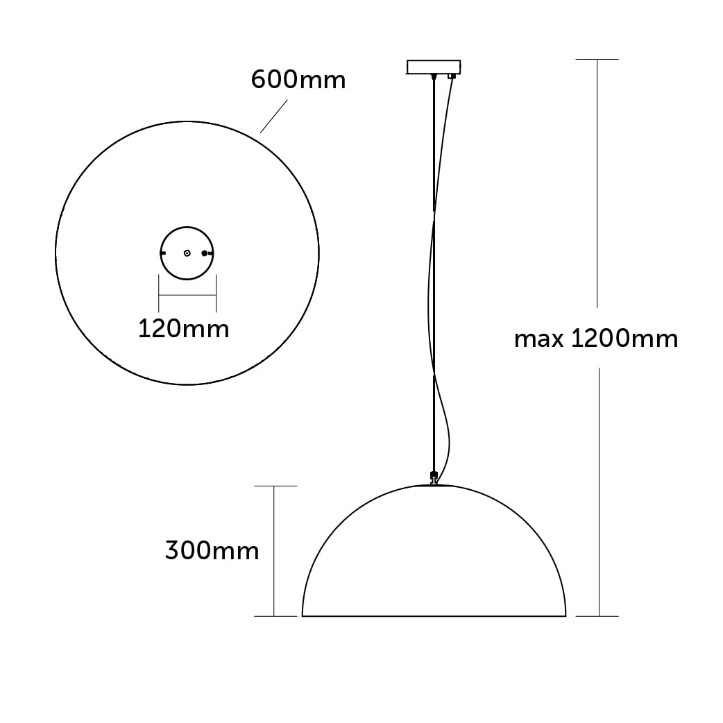 Modern Hanging Pendant Lamp for Living Room, Kids Room, Kitchen & Bedroom - 60cm Half Sphere Metal Ceiling Light in Iceberg Green - Perfect for Home Decor, Dining Area & Nursery Lighting