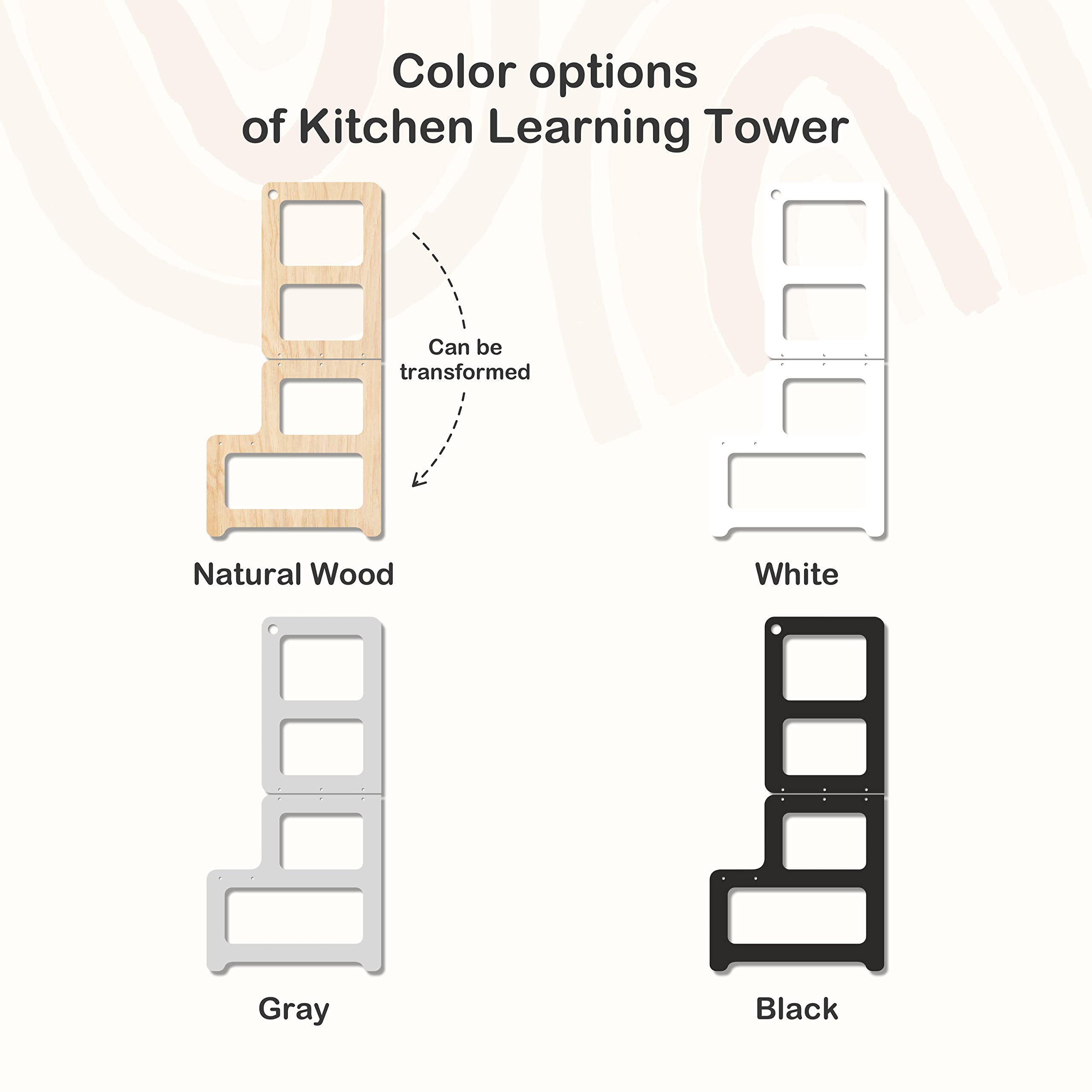 Montessori Kitchen Tower for Toddlers - Natural Wood Toddler Step Stool with Chair & Pillow - Safe Learning Tower for Kids - Perfect for Baking, Cooking & Kitchen Helper Activities