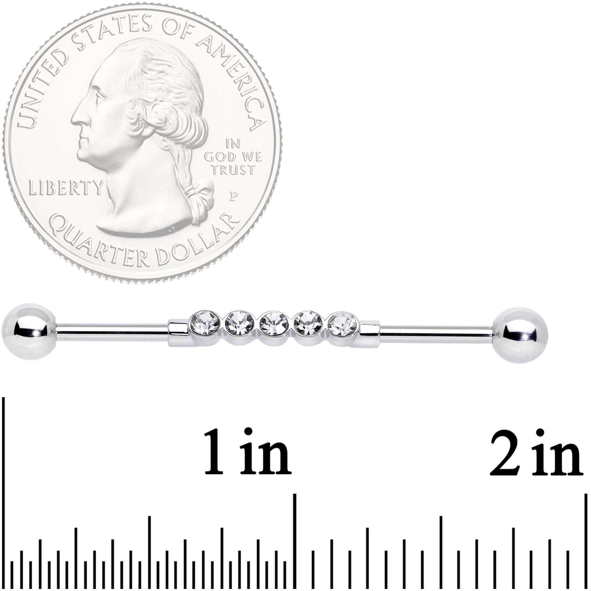 Body Candy 14G Stainless Steel Helix Cartilage Earring Set - 5-Piece Industrial Barbell Piercing Jewelry (1.5 Inch) for Women | Perfect for Cartilage, Helix & Industrial Piercings | Hypoallergenic & Durable Body Jewelry