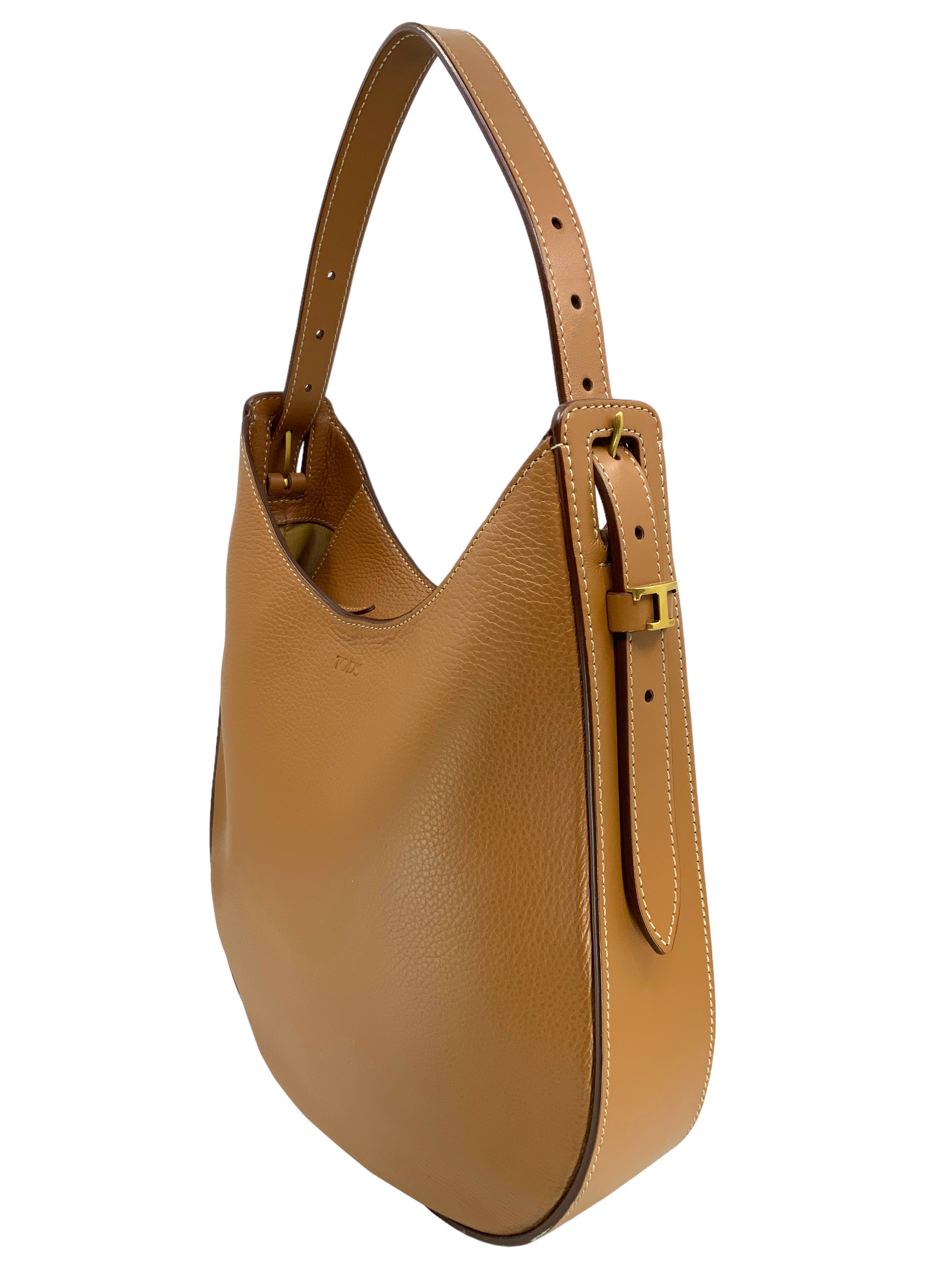 TOD'S Logo Plaque Leather Shoulder Bag for Women - Genuine Leather Designer Handbag - Perfect for Work, Travel & Everyday Use
