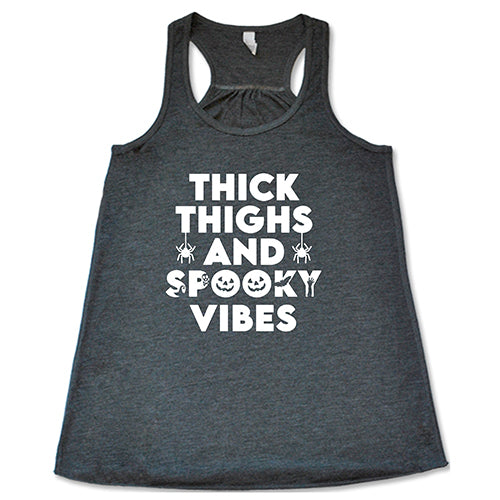 Thick Thighs & Spooky Vibes T-Shirt - Halloween Graphic Tee for Women - Cute & Comfortable Casual Wear for Fall Season