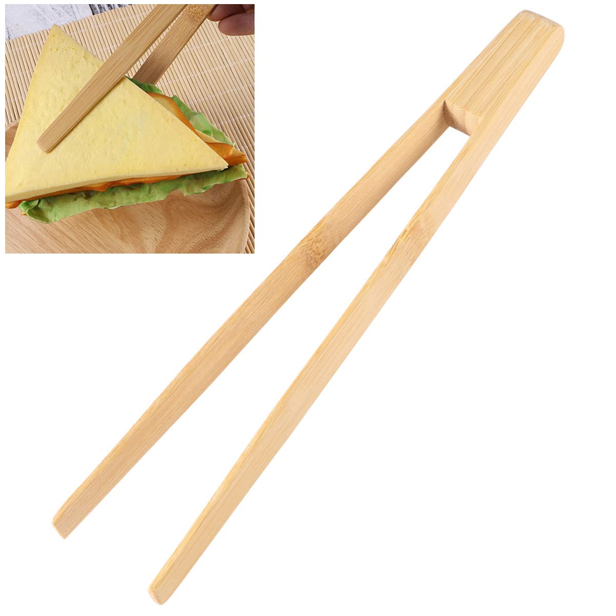 Bamboo Kitchen Tongs - Heat-Resistant Toaster & Cooking Tongs for Grilling, Baking, and Serving - Perfect for BBQ, Salad, and Hot Food Handling