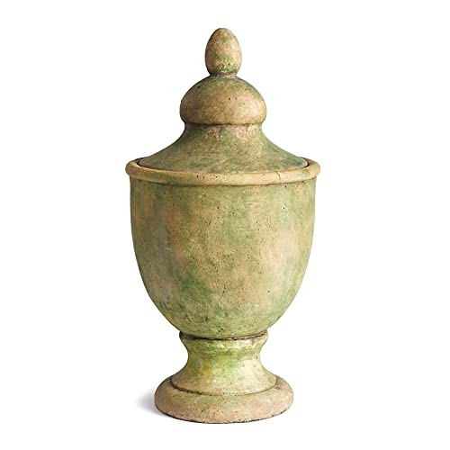 Napa Garden Collection - Weathered Stone Large Lidded Urn Planter for Outdoor Patio Decor, Garden Accent, and Home Landscaping