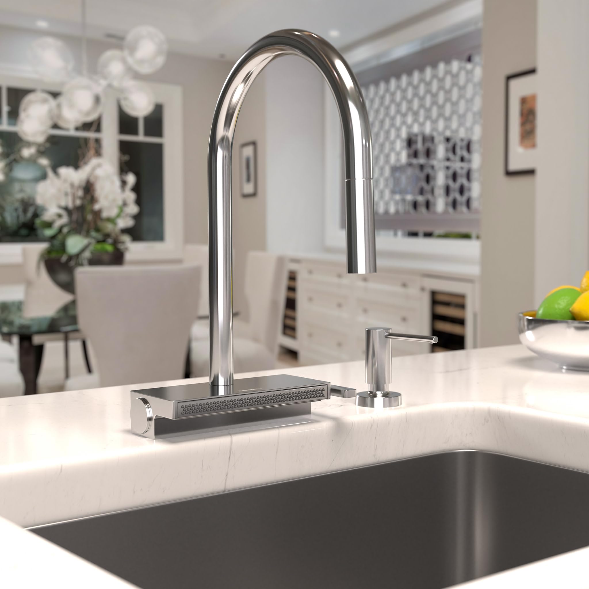 hansgrohe Aquno Select Chrome High Arc Pull Down Kitchen Faucet with Magnetic Docking Spray Head - Premium Kitchen Sink Faucet for Modern Home Cooking and Cleaning