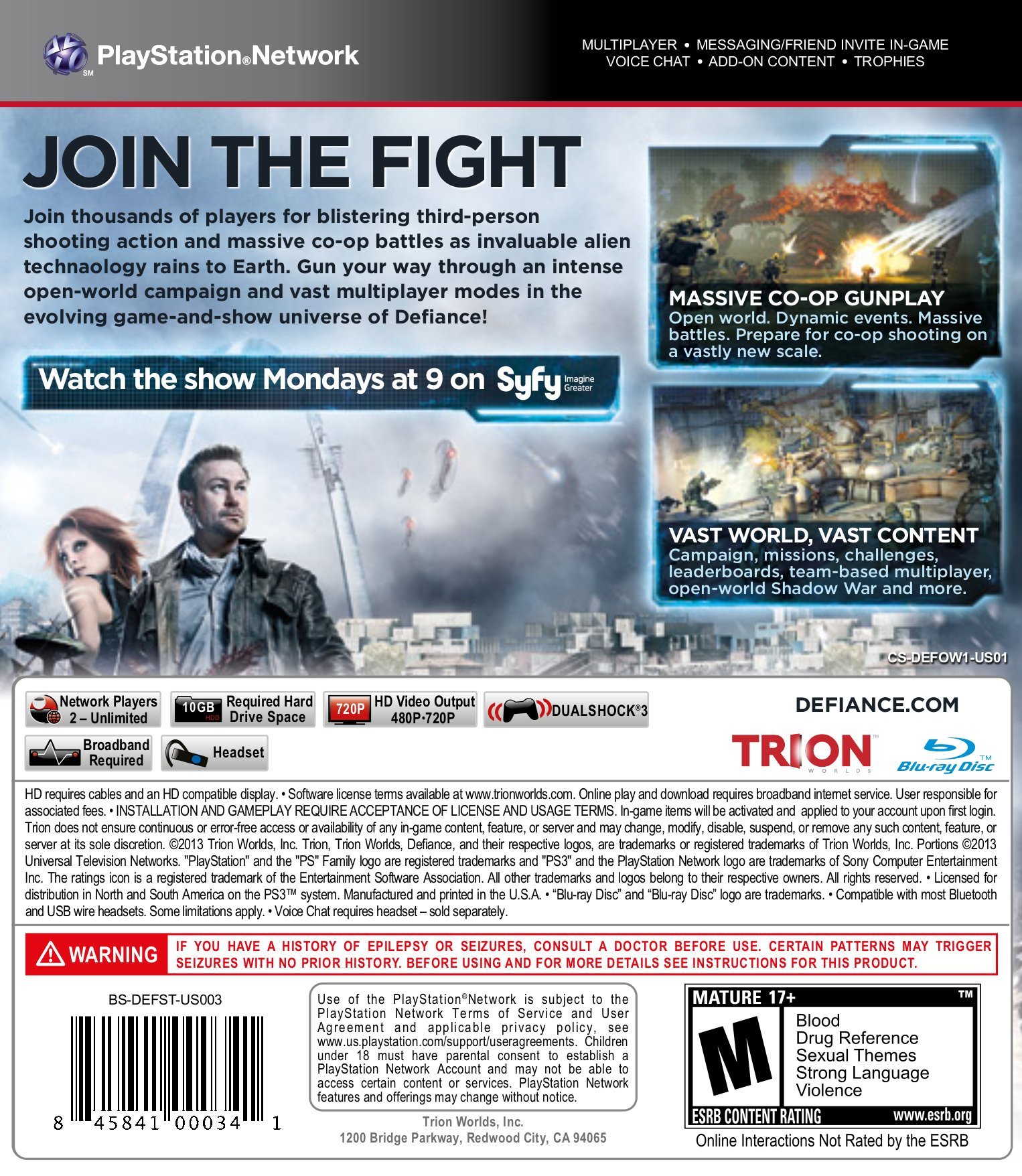 Defiance - PlayStation 3 Game | Action RPG Shooter for PS3 | Post-Apocalyptic Open World Adventure | Perfect for Sci-Fi Fans & Multiplayer Gaming