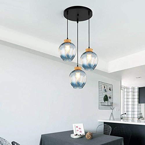 Stylish Modern 3-Light Twisted Glass Pendant Lamp for Dining Room & Living Room - Round Top Design - Perfect for Home Decor, Kitchen Island, and Bedroom Lighting