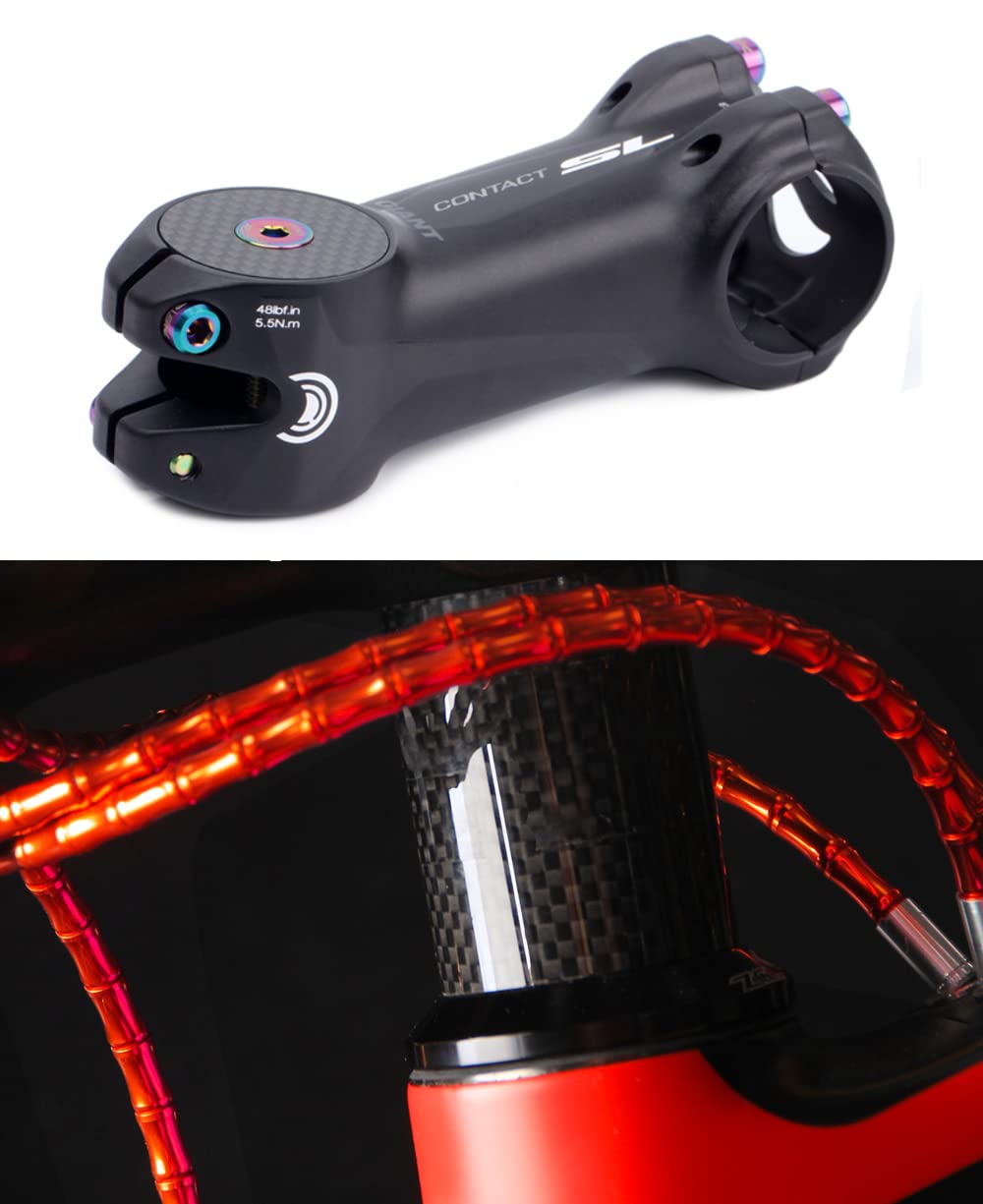 3K Carbon Fiber Bike Headset Spacer Kit (3/5/10/15/20mm) with Top Cap, Star Nut & Titanium Bolt - Compatible with 1-1/8