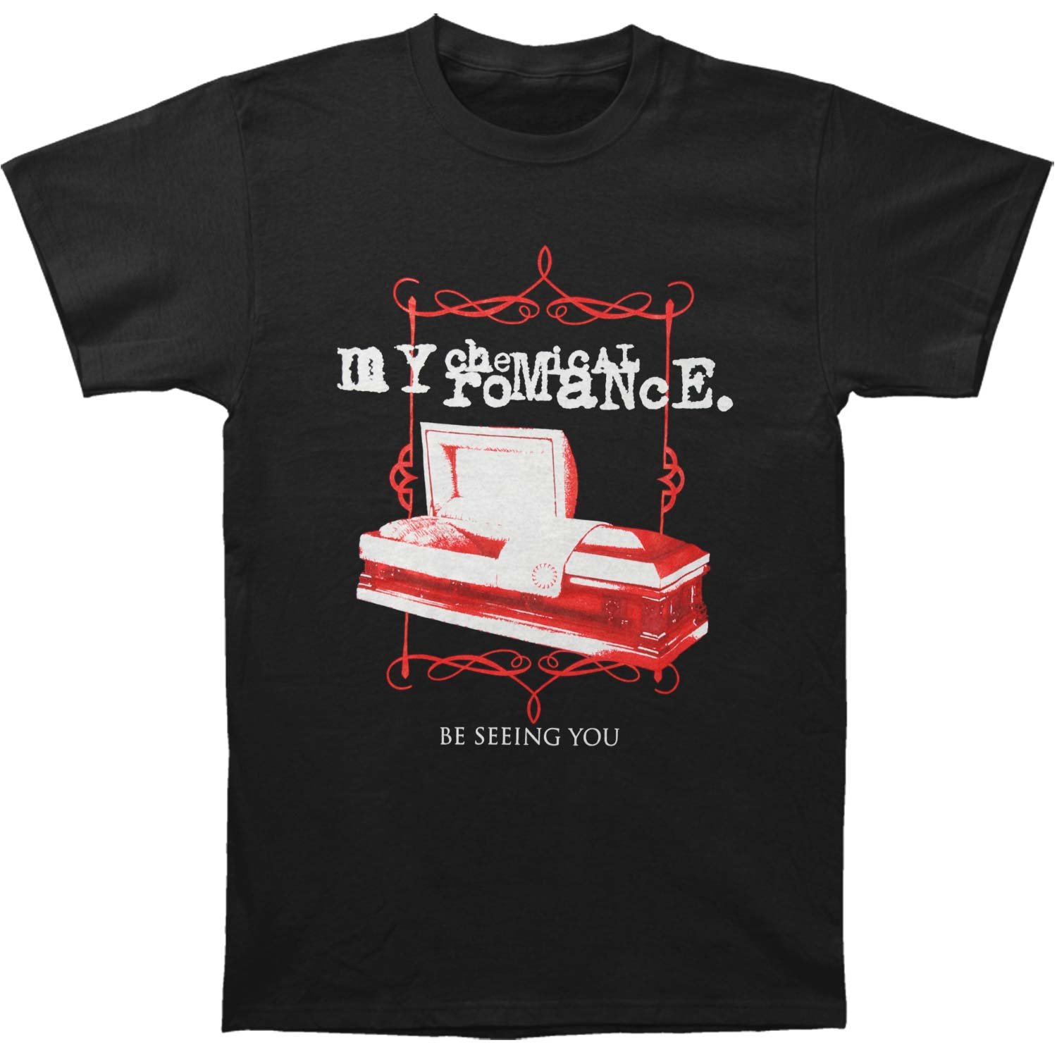 My Chemical Romance Men's Coffin Graphic T-Shirt - Black Band Tee for Concerts, Halloween & Goth Fashion