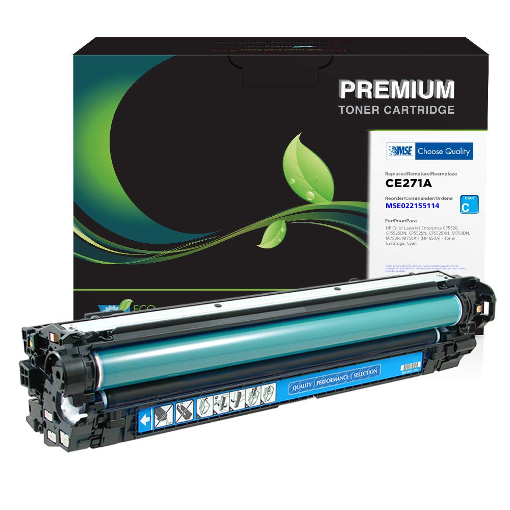 MSE Remanufactured HP CE271A/650A Cyan Toner Cartridge Replacement - High Yield, Compatible with HP Printers | Perfect for Home Office & Small Business Printing Needs