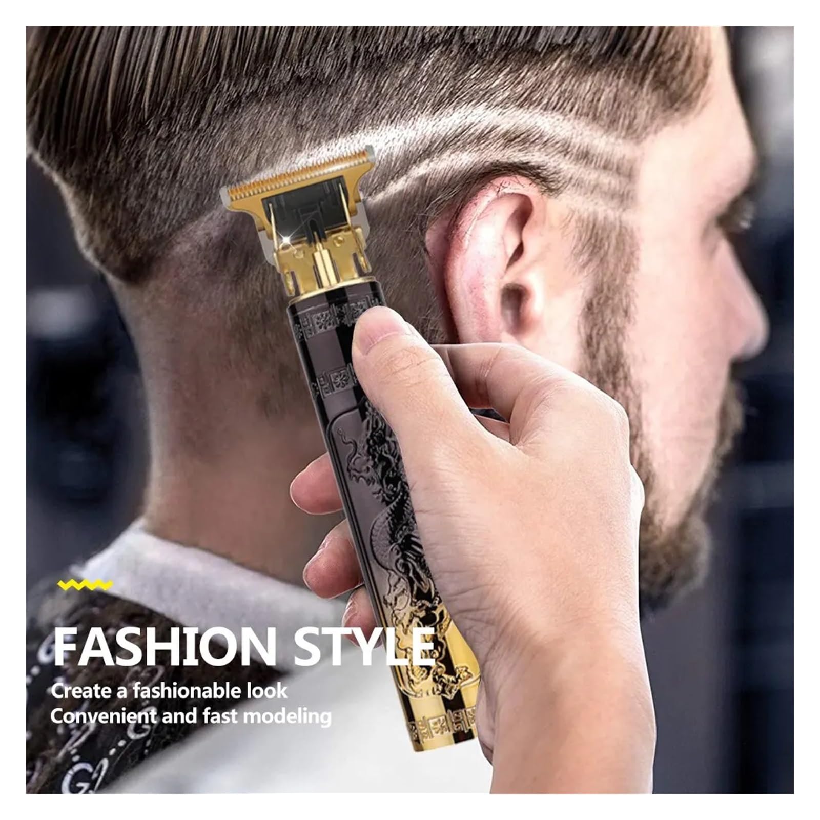 Professional Hair Trimmer for Men - Electric Beard Clipper & Hair Cutting Machine with Lithium Battery, Razor Finishing Fading Blending (HJ DragonA-no Box) - Perfect for Home Barbering, Salon Styling & DIY Grooming