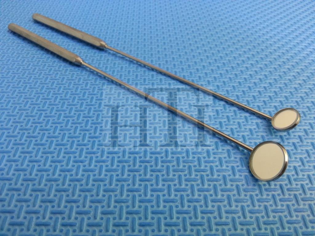HTI Brand Set of 2 Sterilizable Laryngeal Dental Mirrors with Handle (#0 & #2) - Perfect for Dentists, ENT Specialists & Medical Examinations