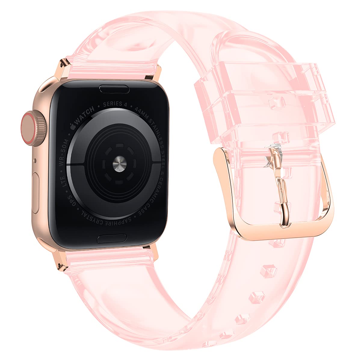 iiteeology Clear Soft Silicone Apple Watch Band Compatible with 38mm 40mm 41mm 42mm 44mm 45mm 46mm - Breathable Strap for Women Men Series 1/2/3/4/5/6/7/8/9/10 - Perfect for Workout, Running & Daily Wear