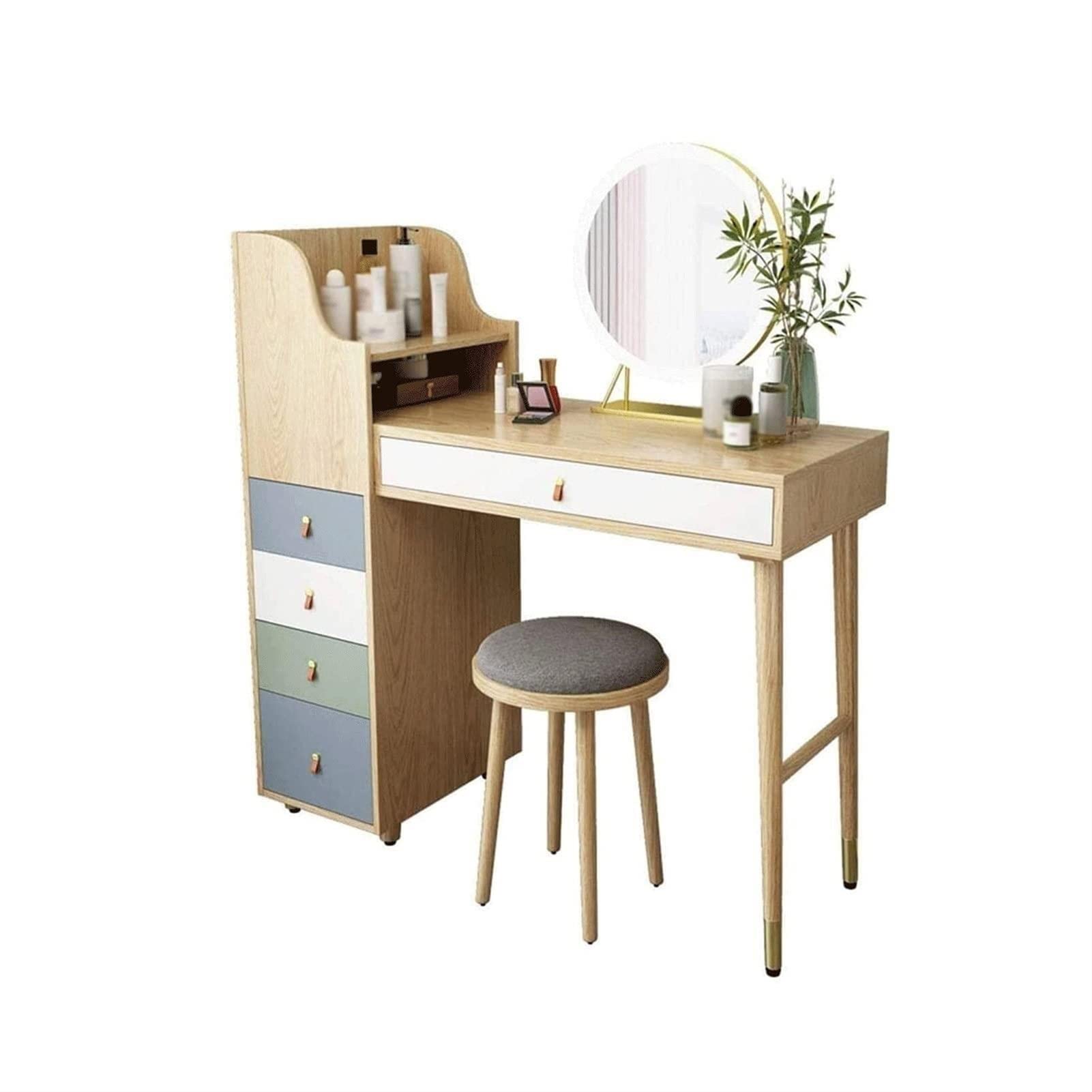 Vintage Vanity Set with Mirror & Stool - Elegant Dressing Table for Makeup & Beauty - Perfect for Bedroom, Boudoir, or Bridal Suite Decor
