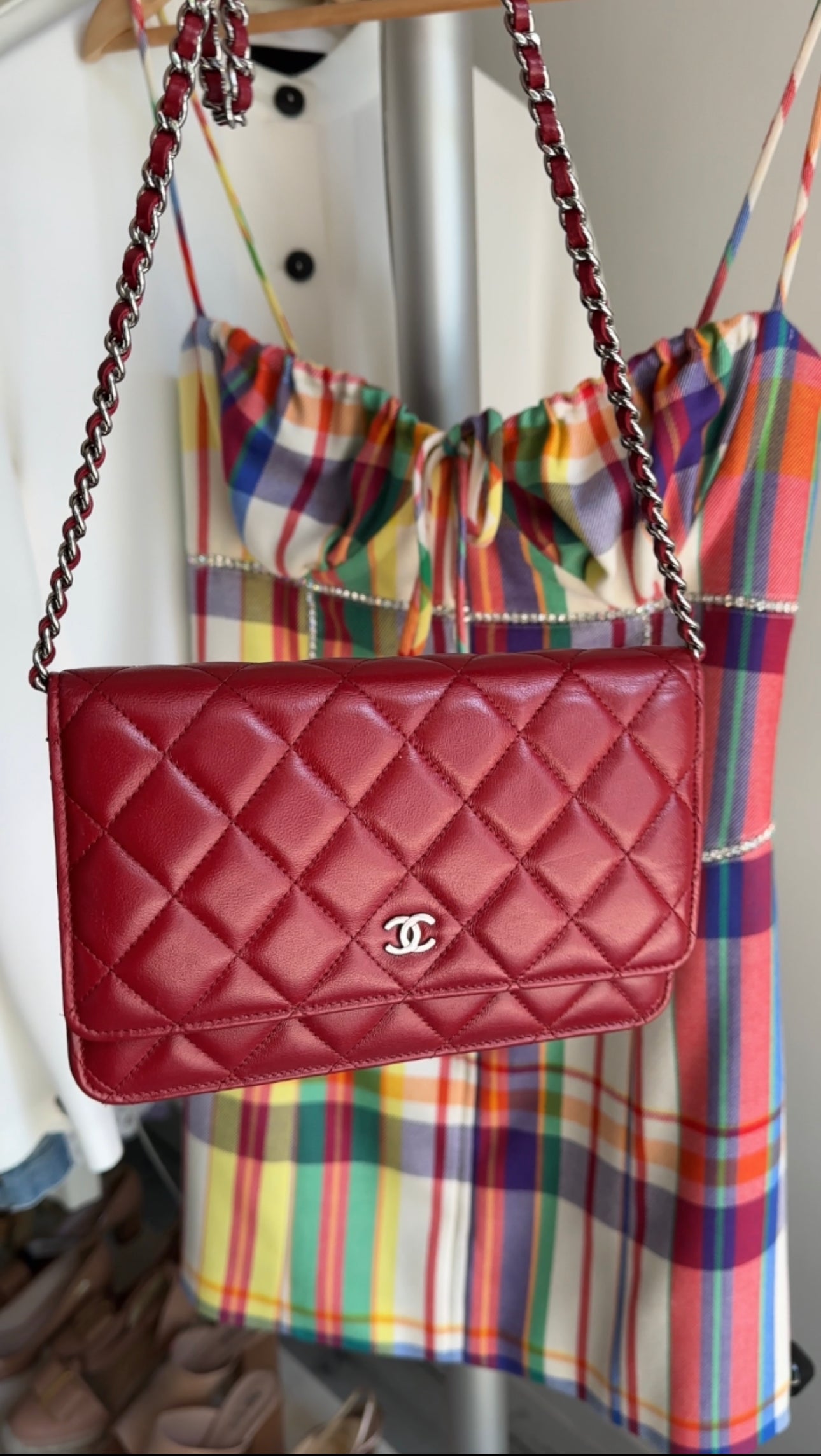 Chanel Red Leather Quilted Timeless Classic Wallet on Chain - Luxury Crossbody Bag for Women, Perfect for Parties, Date Nights & Special Occasions
