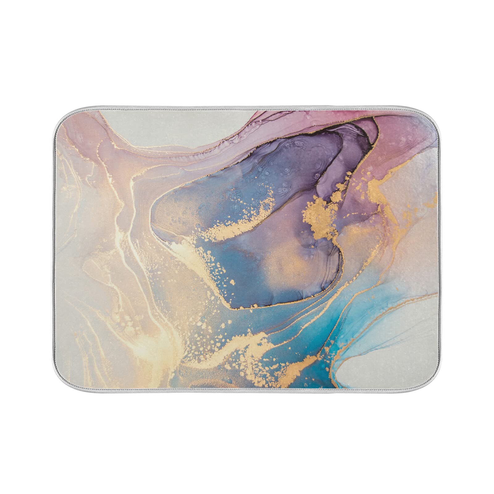 Marble Dish Drying Mat 16x18 Inch - Absorbent Kitchen Counter Mat for Dishes & Utensils