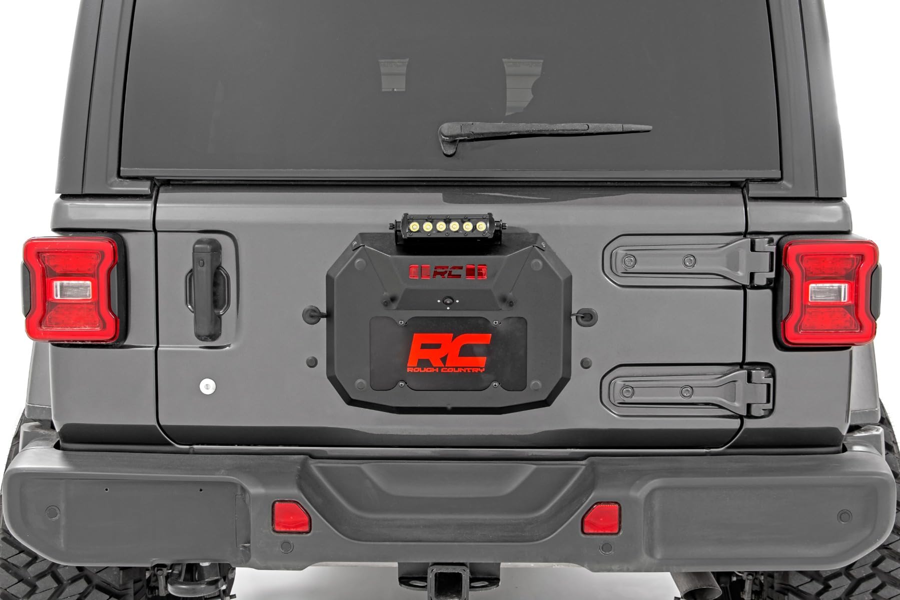 Rough Country LED Spare Tire Carrier Delete Kit for 2018-2024 Jeep Wrangler JL & Gladiator - Heavy Duty Off-Road Accessories - Perfect for Jeep Modifications & Trail Adventures