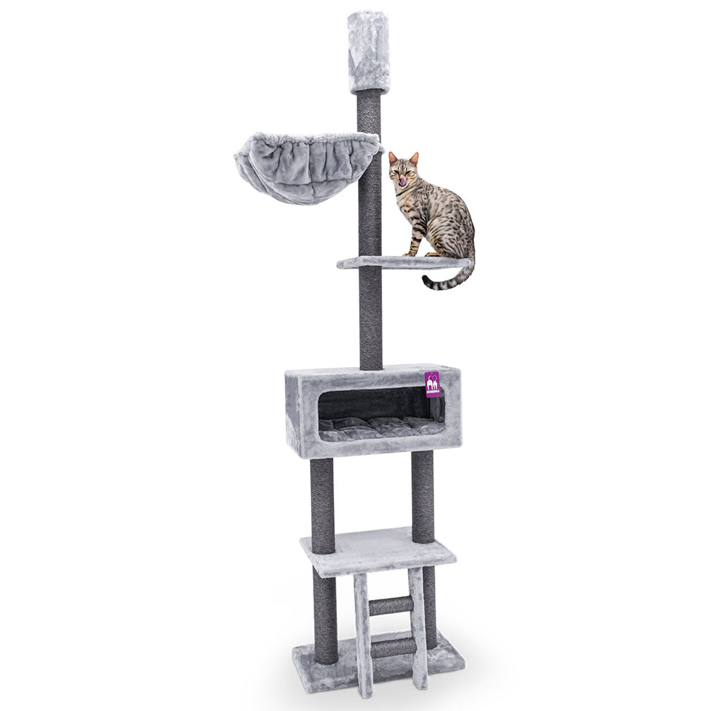 Premium 260cm Cat Tree for Large Cats - Kings & Queens Diana Model - Multi-Level Climbing Tower with Scratching Posts & Cozy Perches - Perfect for Indoor Play, Exercise & Relaxation