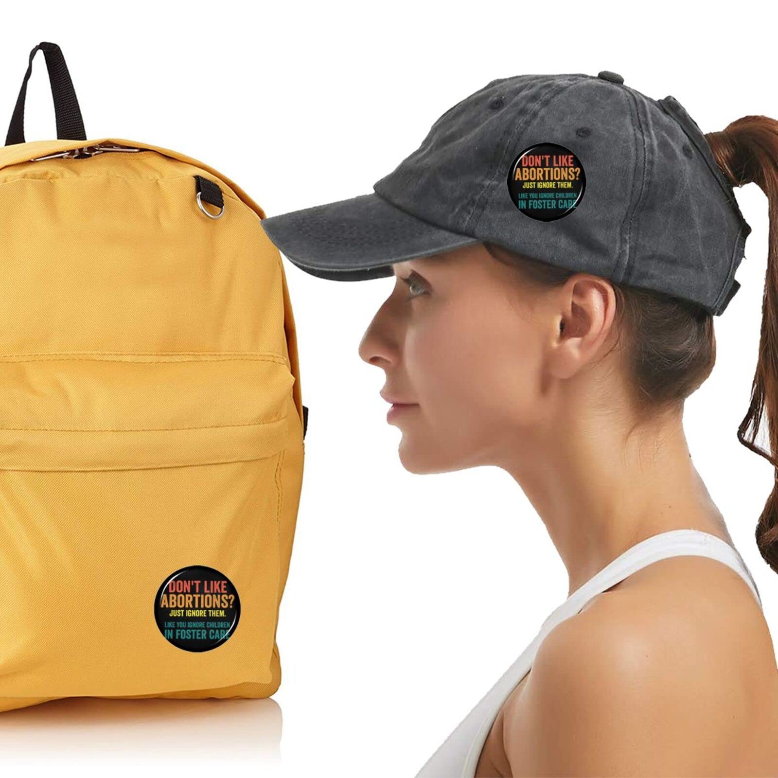 Pro Choice Women's Rights Button Pins - Feminist Round Badge for Roe v. Wade 1973 - Don't Like Abortions? Just Ignore - Pro Choice Pin for Backpacks, Jackets & Protest Signs