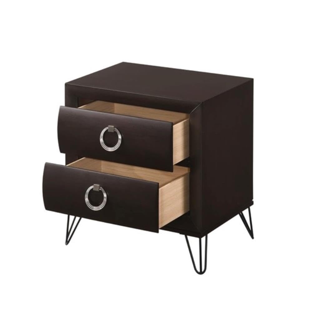 BOWERY HILL Transitional 2-Drawer Nightstand in Dark Merlot - Modern Bedside Table for Bedroom, Living Room & Guest Room - Solid Wood Nightstand with Storage Space