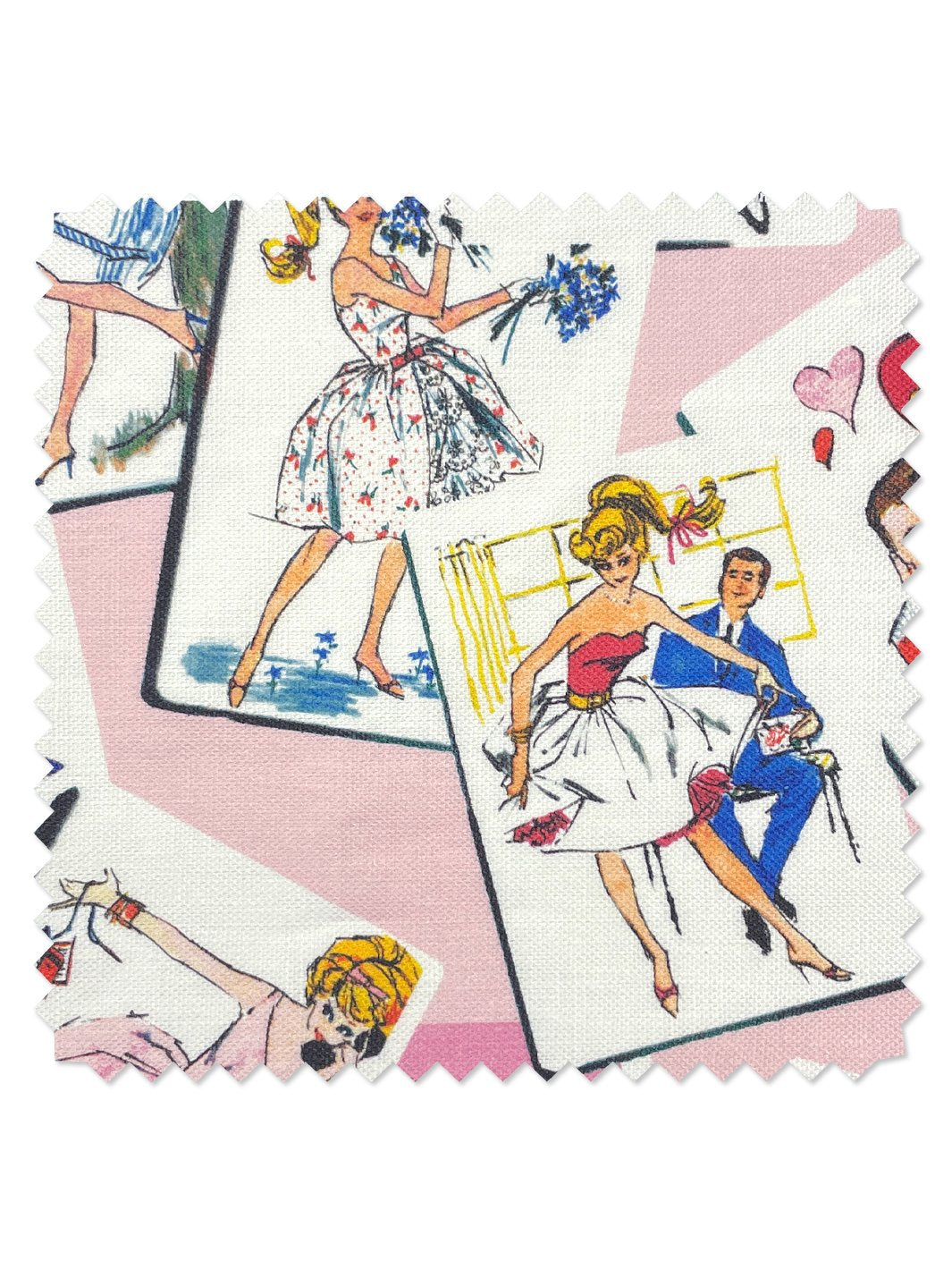 Barbie™ Trading Cards Pink Flax Linen Fabric - Premium Material for DIY Crafts, Quilting & Home Decor Projects