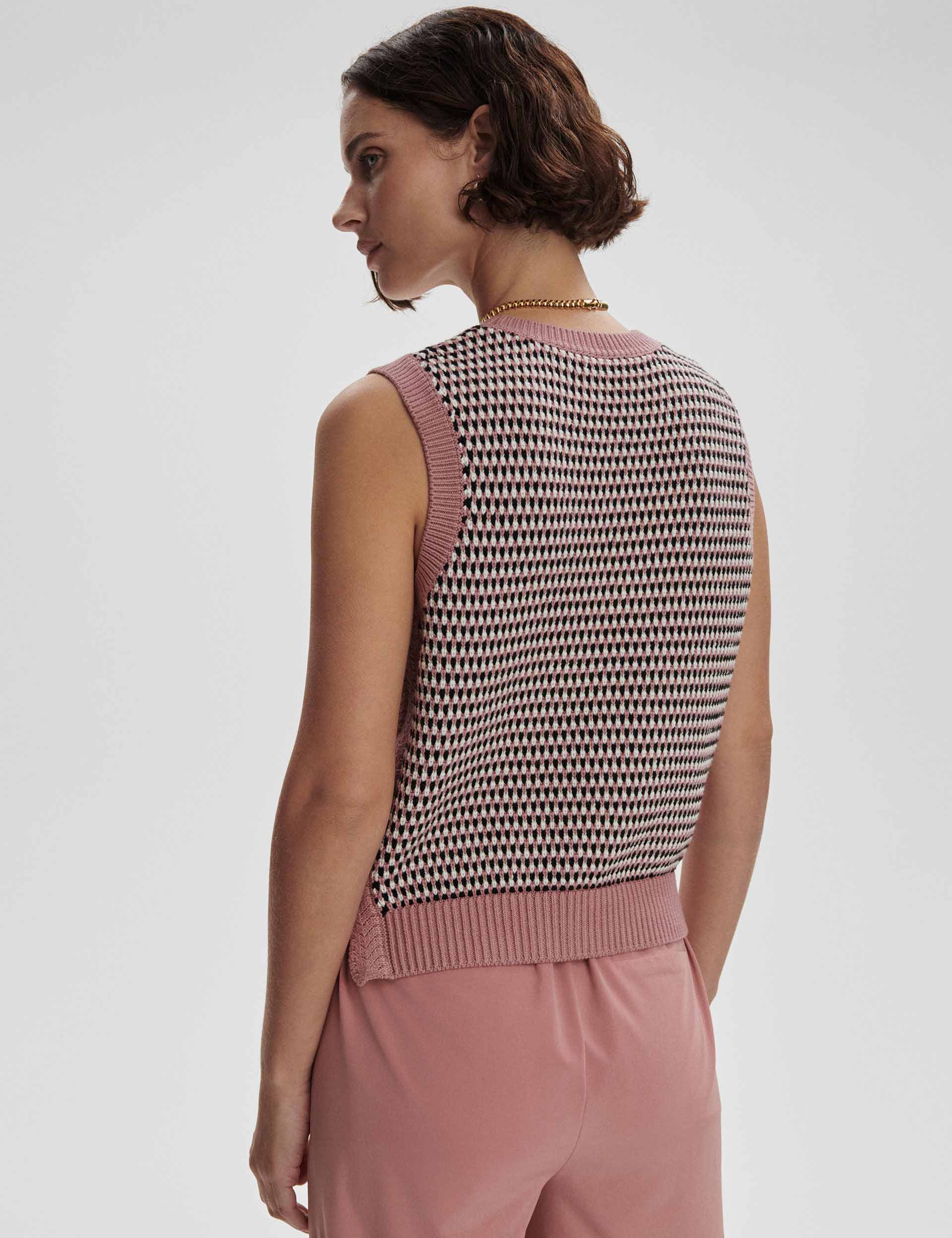 Knowles Textured Knit Vest for Women - Soft & Stylish Woodrose Color, Perfect for Layering in Fall & Winter Outfits