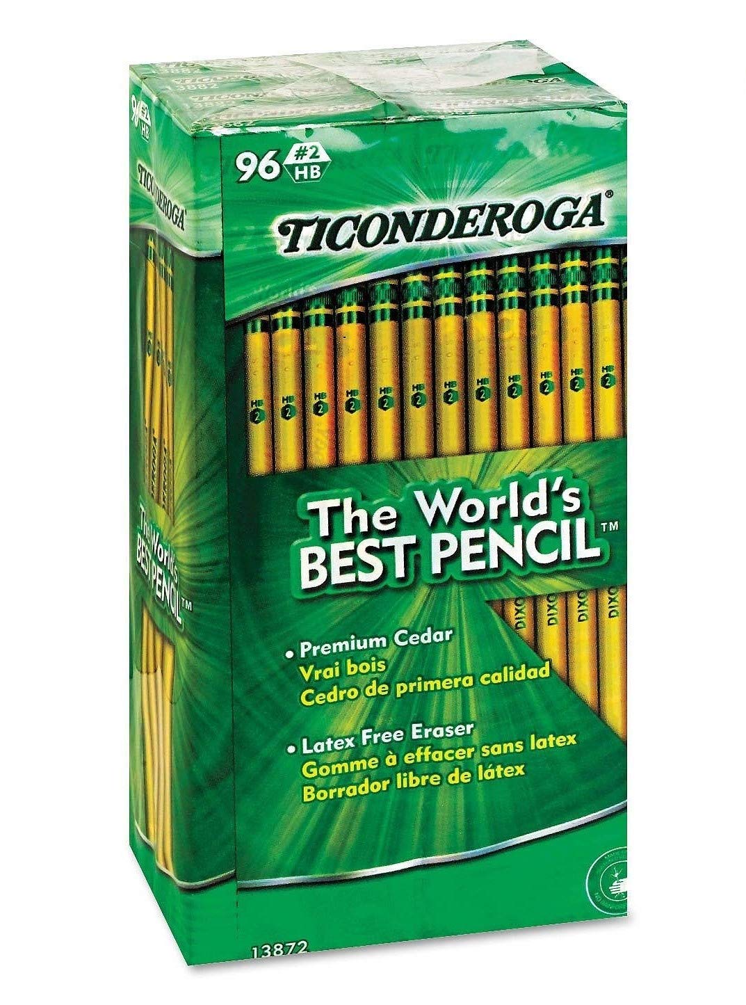 Dixon Ticonderoga #2 HB Pencils - 96 Count (5 Packs) - Yellow Woodcase Pencils for School, Office & Art Drawing - Bulk Classroom Supplies for Teachers & Students