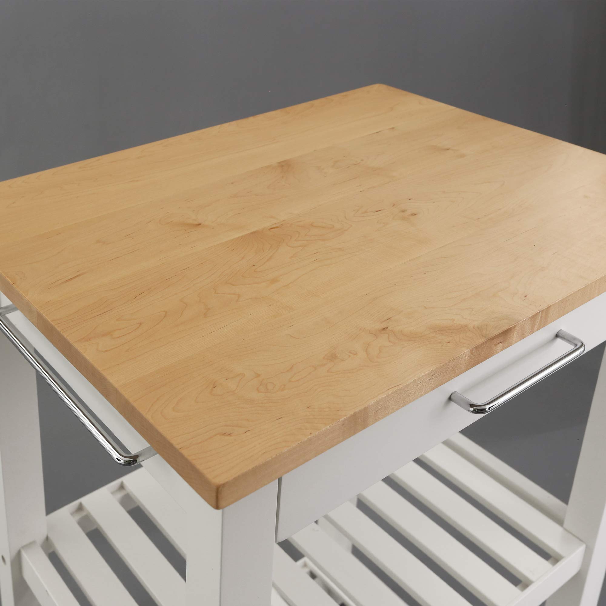 American Trails Sunrise Kitchen Island with Natural Maple Top & White Base - Perfect for Farmhouse, Rustic & Modern Kitchens - Ideal for Extra Storage & Counter Space
