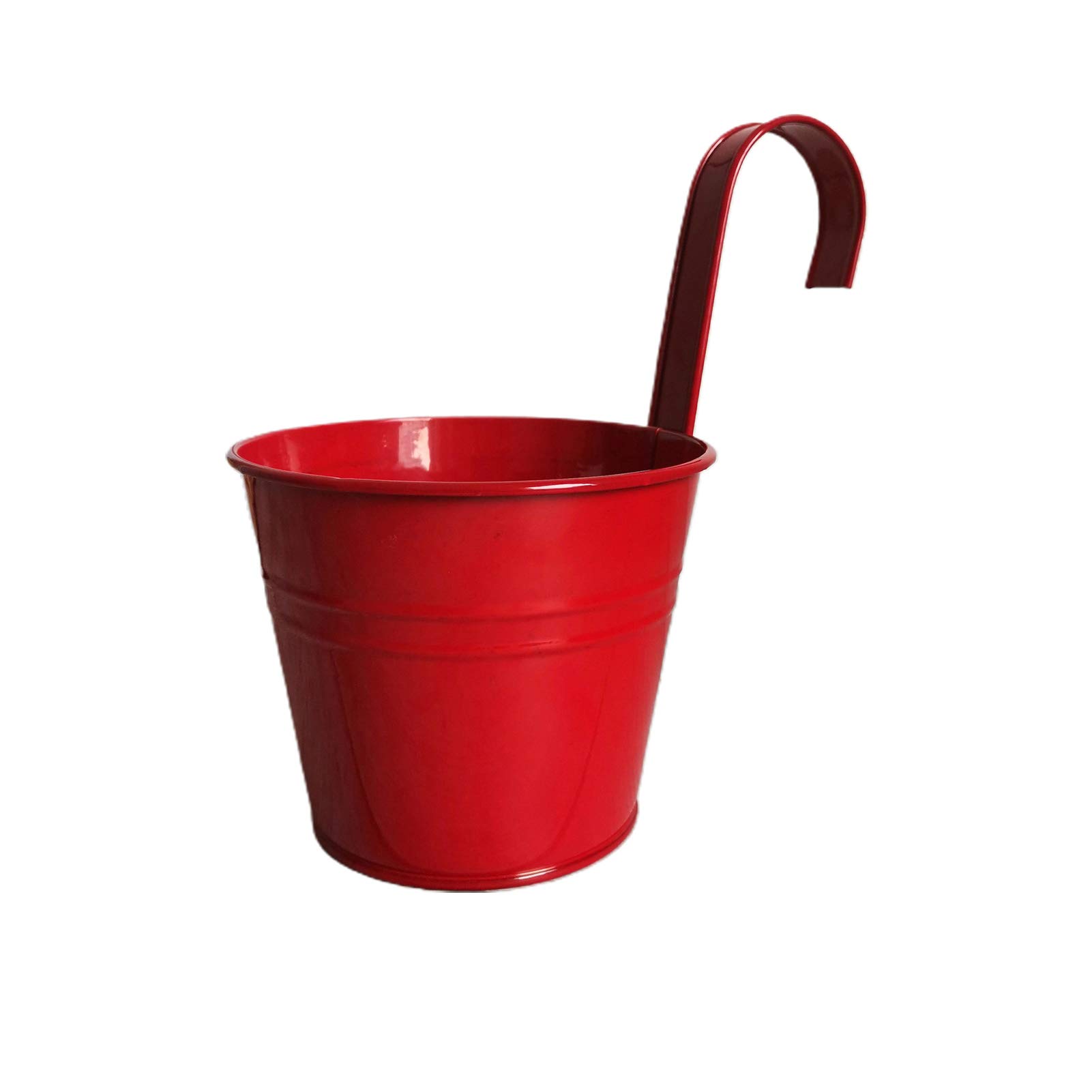 yuye-xthriv Hanging Flower Pot - Iron Wall Mounted Planter with Bright Colors, Durable & Rust-Resistant for Balcony, Garden, Patio - Perfect for Indoor & Outdoor Plants (Red)
