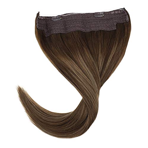 Premium Fish Line Halo Hair Extensions with Invisible Clips - Seamless 100% Human Hair Extensions for Length & Volume - Perfect for Weddings, Parties & Daily Styling