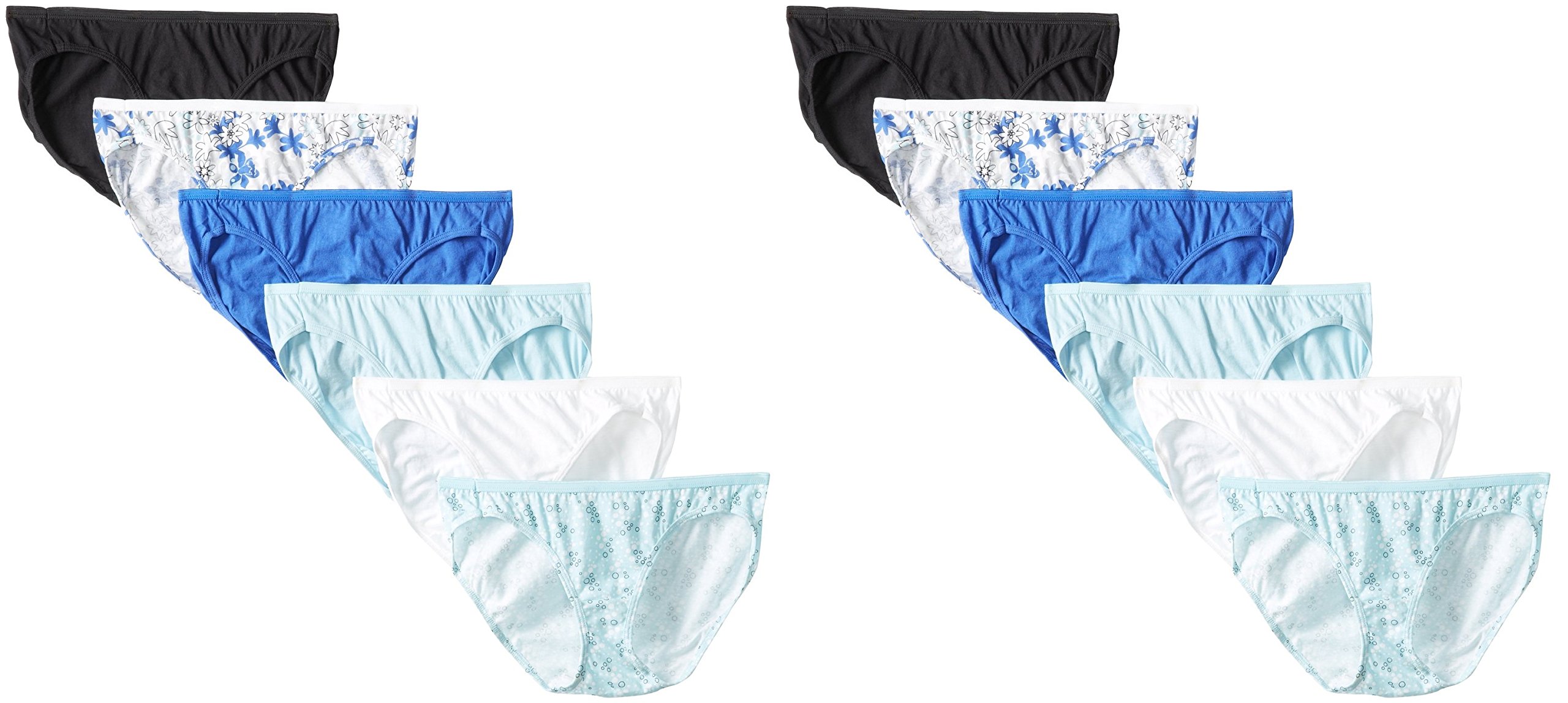 Fruit of the Loom Women's Cotton Bikini Underwear 12-Pack (4X3) - Soft Breathable Panties Multipack for Everyday Comfort & Workout