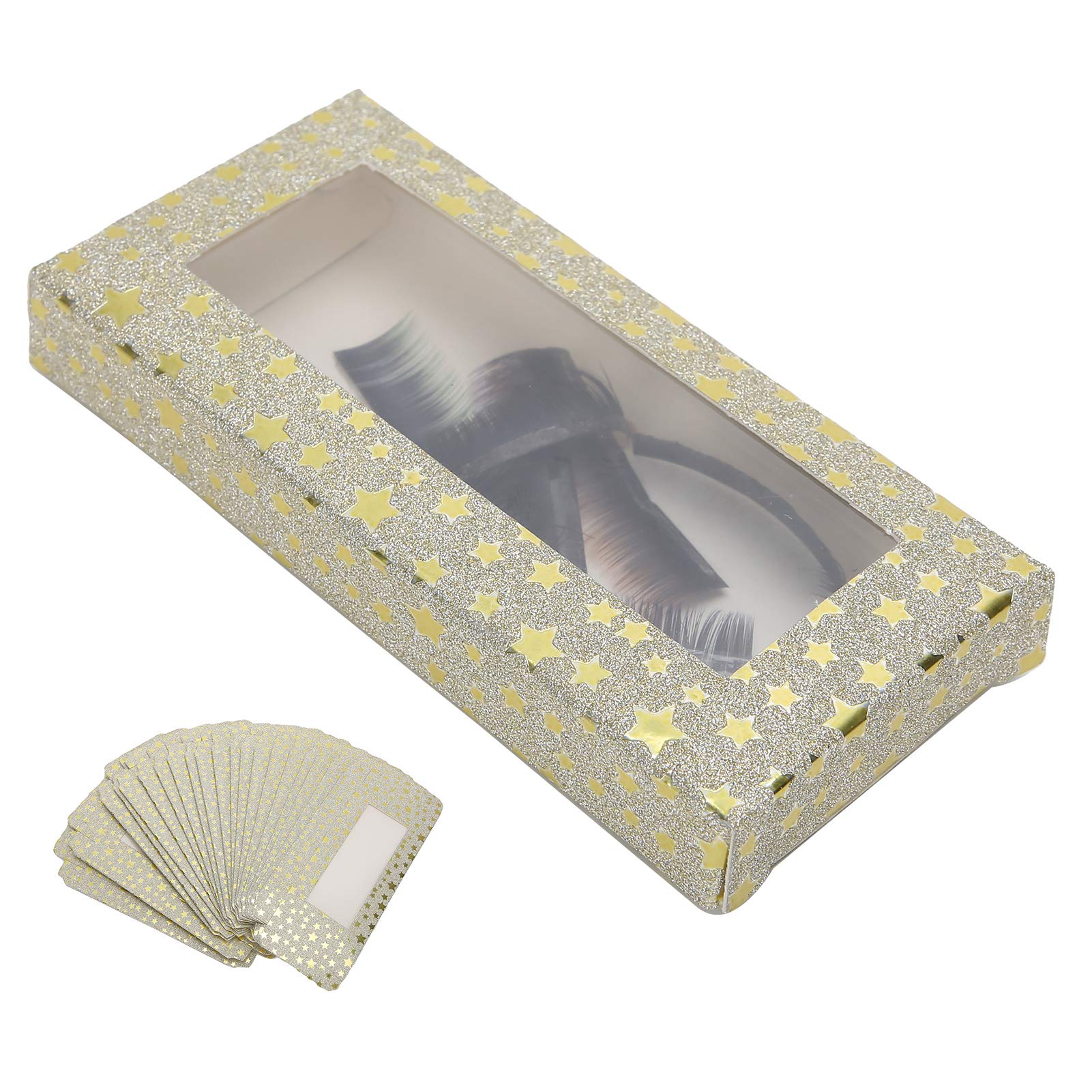 Premium Lash Box - Eyelash Storage Organizer with Paper Lash Holder for False Eyelashes | Makeup Accessories for Women & Girls (Yellow Stars Design) | Perfect for Salon, Travel & Home Makeup Organization