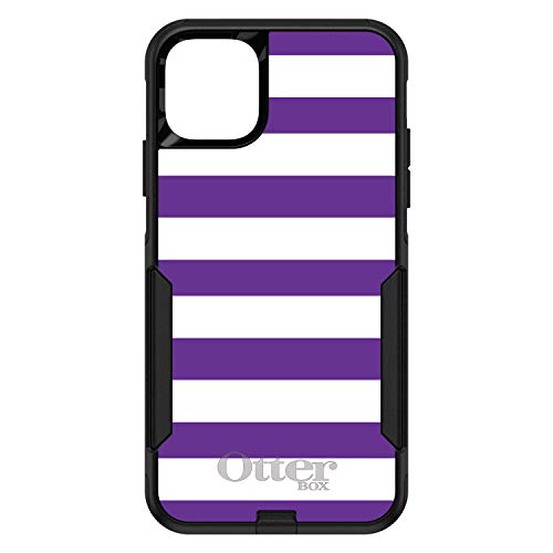 Purple & White Bold Horizontal Stripes On Black Case