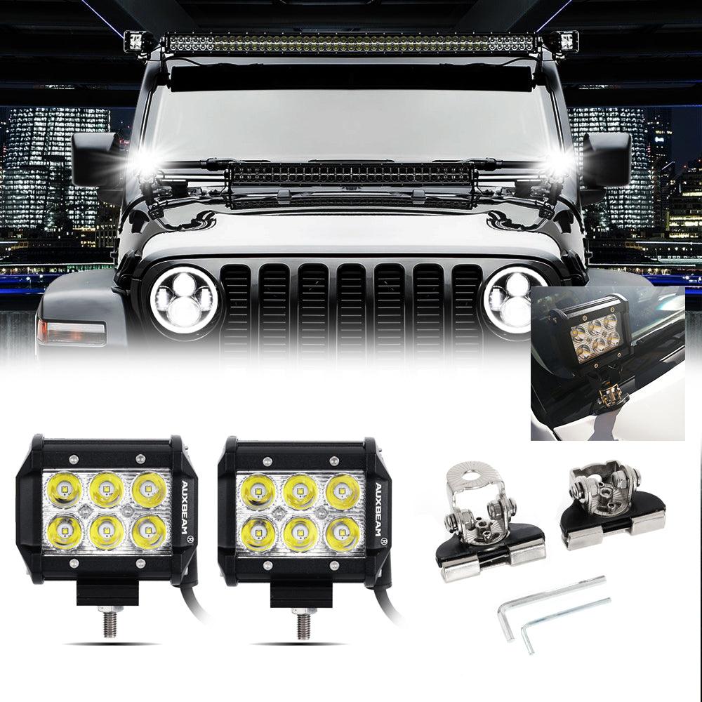 4 Pack Classic SM Series Spot Beam LED Pod Lights with Universal Mounting Brackets - Perfect for Off-Road Trucks, ATVs, and Marine Boats