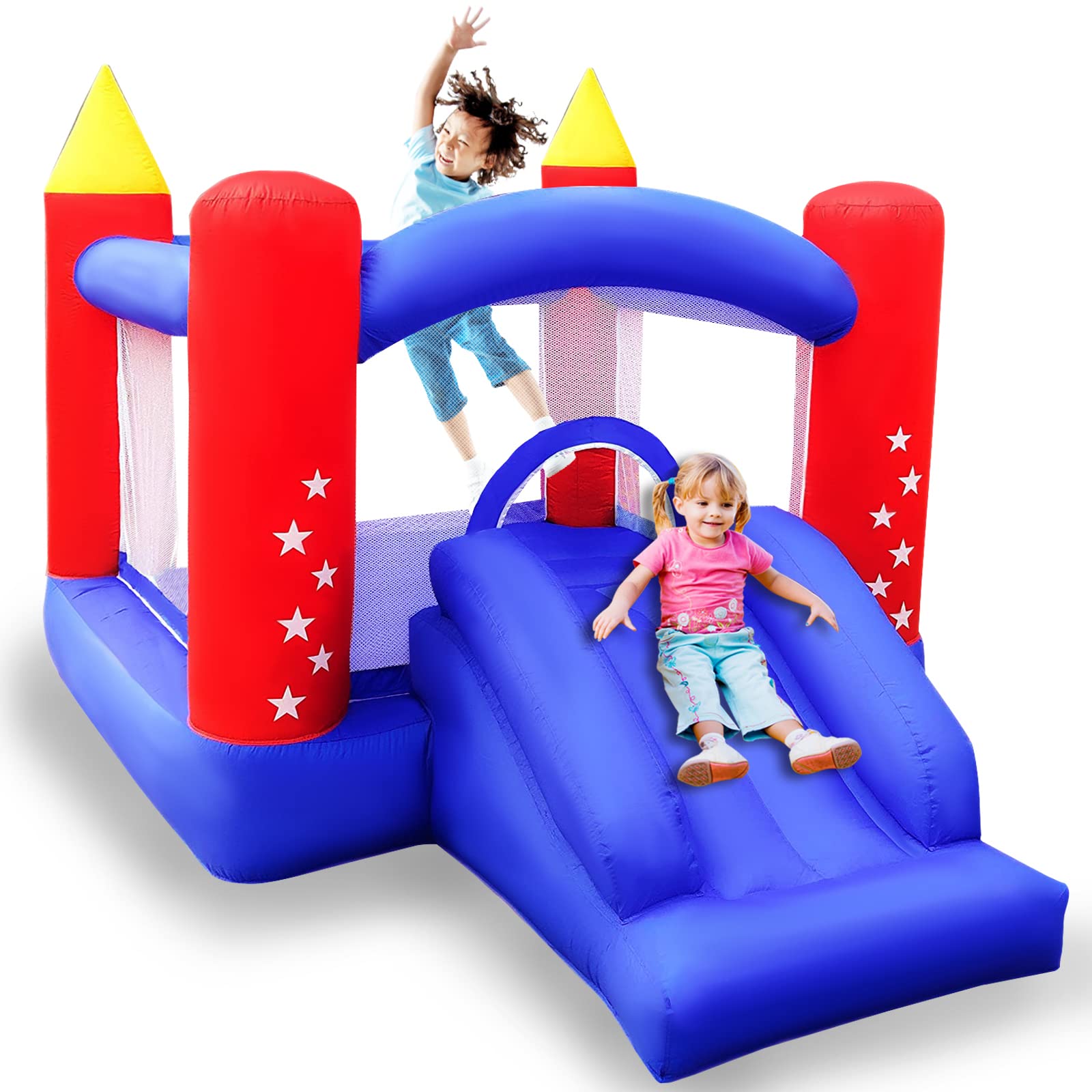 **Tawesedi Kids Inflatable Bounce House with Air Slide - Outdoor & Indoor Bouncy Castle for Toddlers & Children - Perfect for Birthday Parties, Backyard Play, and Family Gatherings**