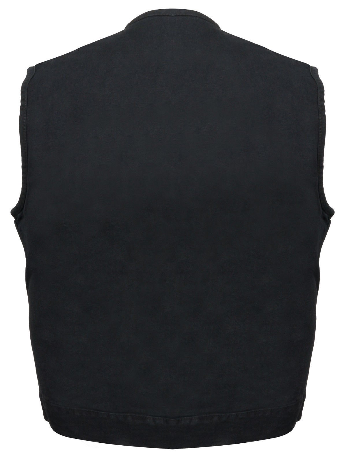 Men's Black Collarless Zipper Denim Vest - Lightweight Biker Jacket with 2 Gun Pockets (Size 3XL) | Perfect for Motorcycle Riding, Casual Outfits & Streetwear Fashion