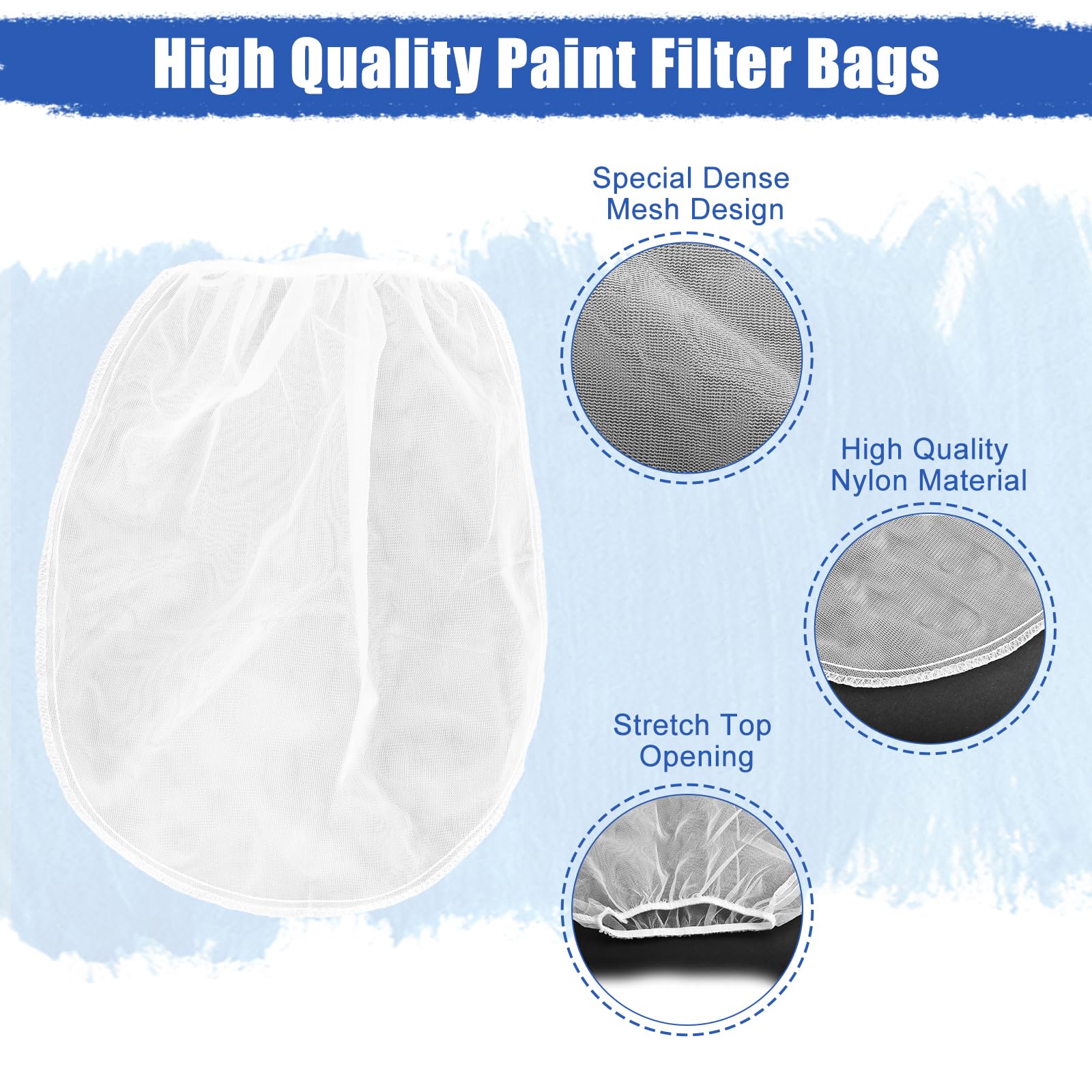 5 Gallon Paint Strainer Bags - 10 Pack Fine Nylon Mesh Filters with Elastic Drawstring for Professional Painting, Gardening & DIY Projects | Paint Filtration, Screen Printing, Concrete Mixing & More