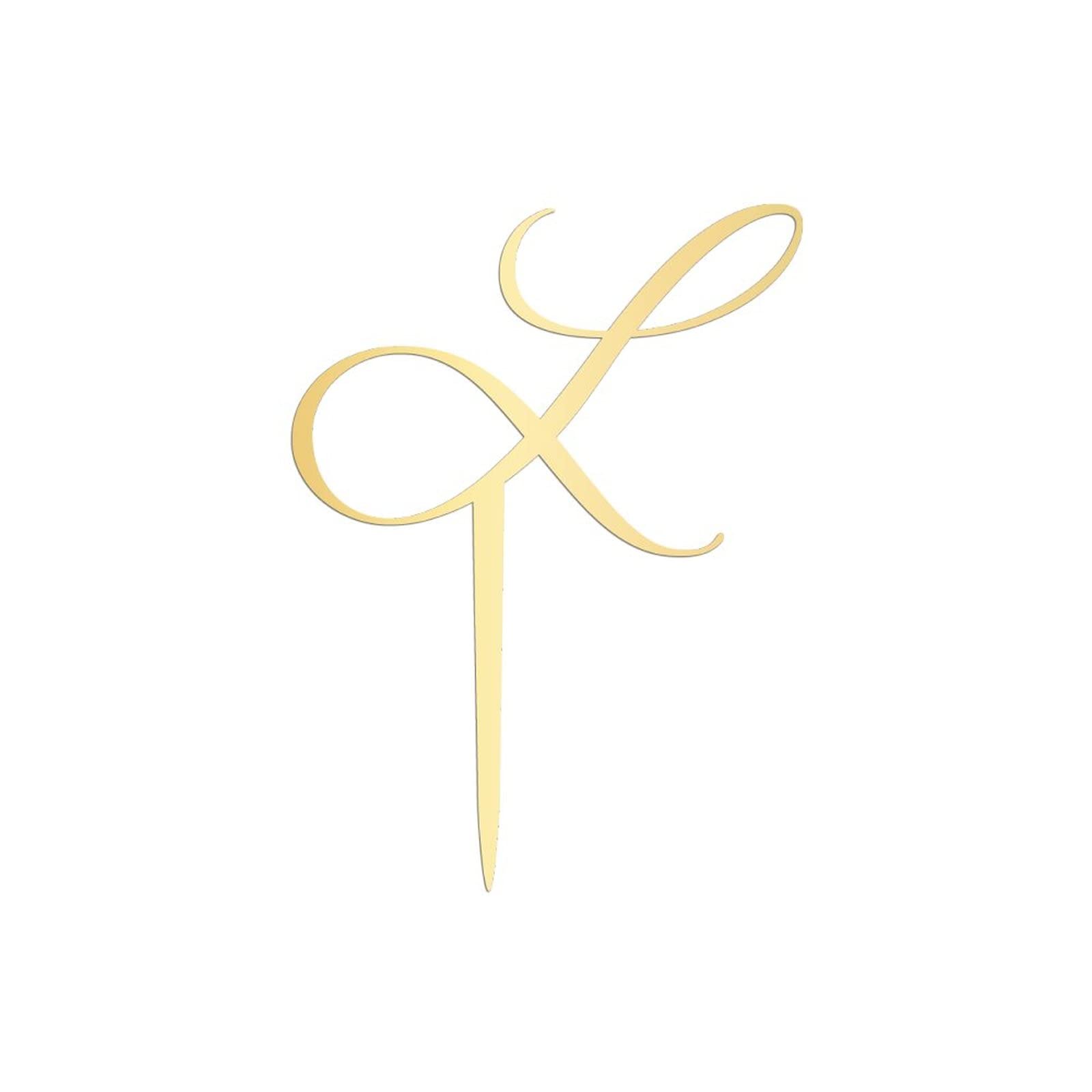Personalized Acrylic Glitter Gold Letter L Cake Topper - Rustic Wedding, Anniversary & Engagement Party Decor - Custom Initials for Cakes, Cupcakes & Desserts