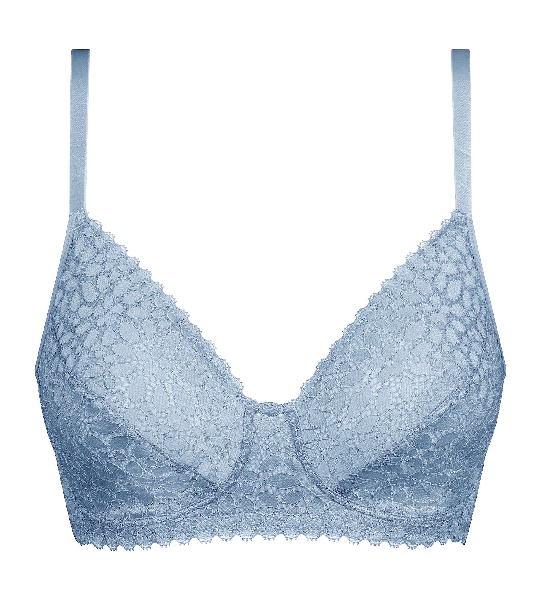 Floral Lace Triangle Bralette - Wireless Comfort Bra for Women, Soft & Breathable, Blue - Perfect for Daily Wear, Yoga, and Lounge