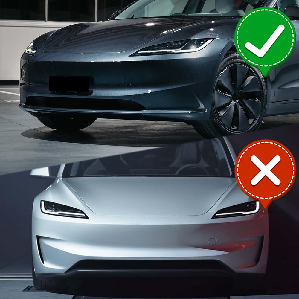 5PCS Front Bumper Lip + Side Skirt Rocker Winglet Canard Diffuser Wing Kit for 2024-2025 Tesla Model 3 Sedan - Painted Black Front Lip Air Chin Spoiler Body Splitter - Enhance Aerodynamics & Sporty Styling for Street Racing & Car Shows