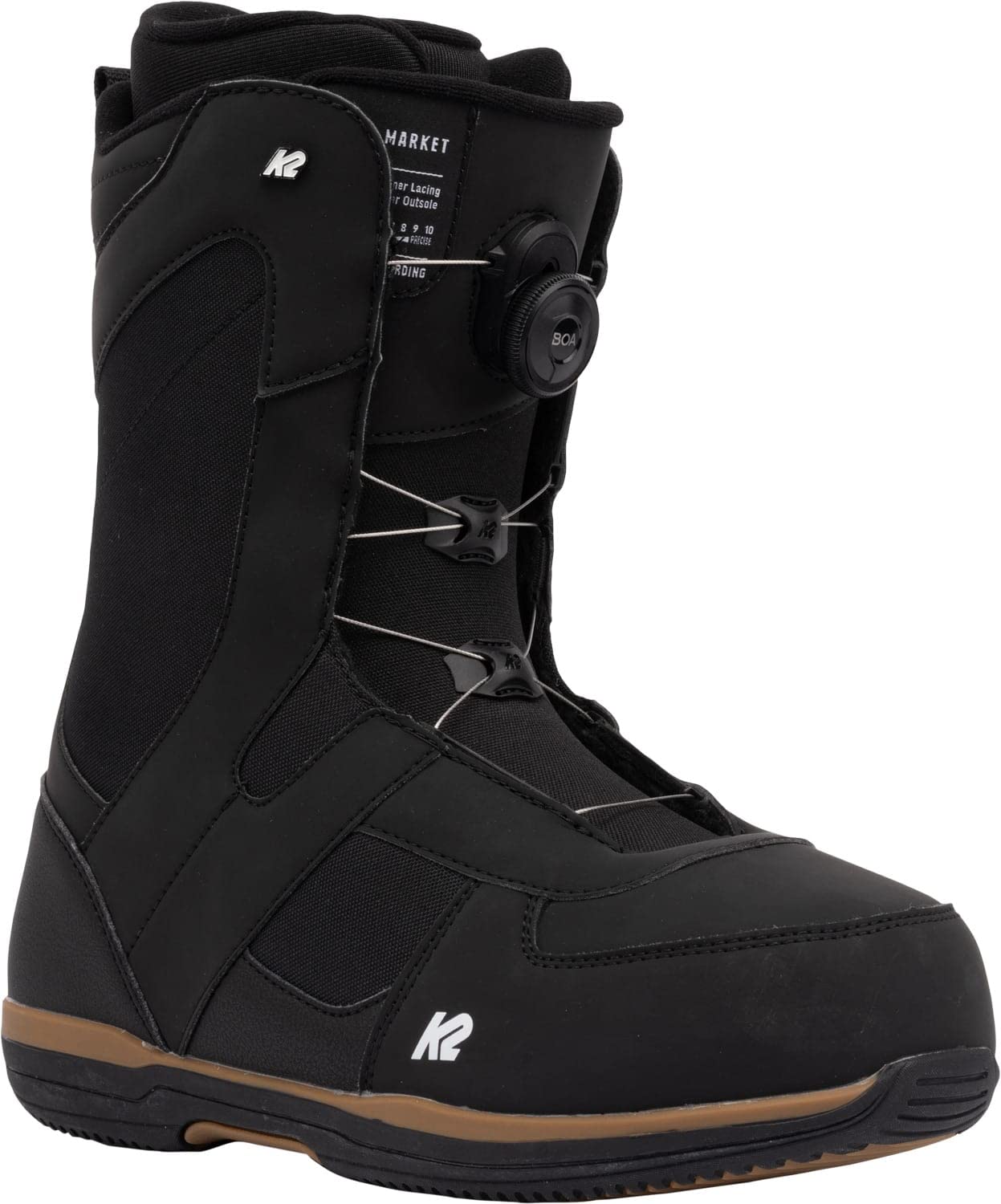 **K2 Market Men's Snowboard Boots - Size 6 Black - Comfortable & Durable for Winter Sports & Snowboarding Adventures**