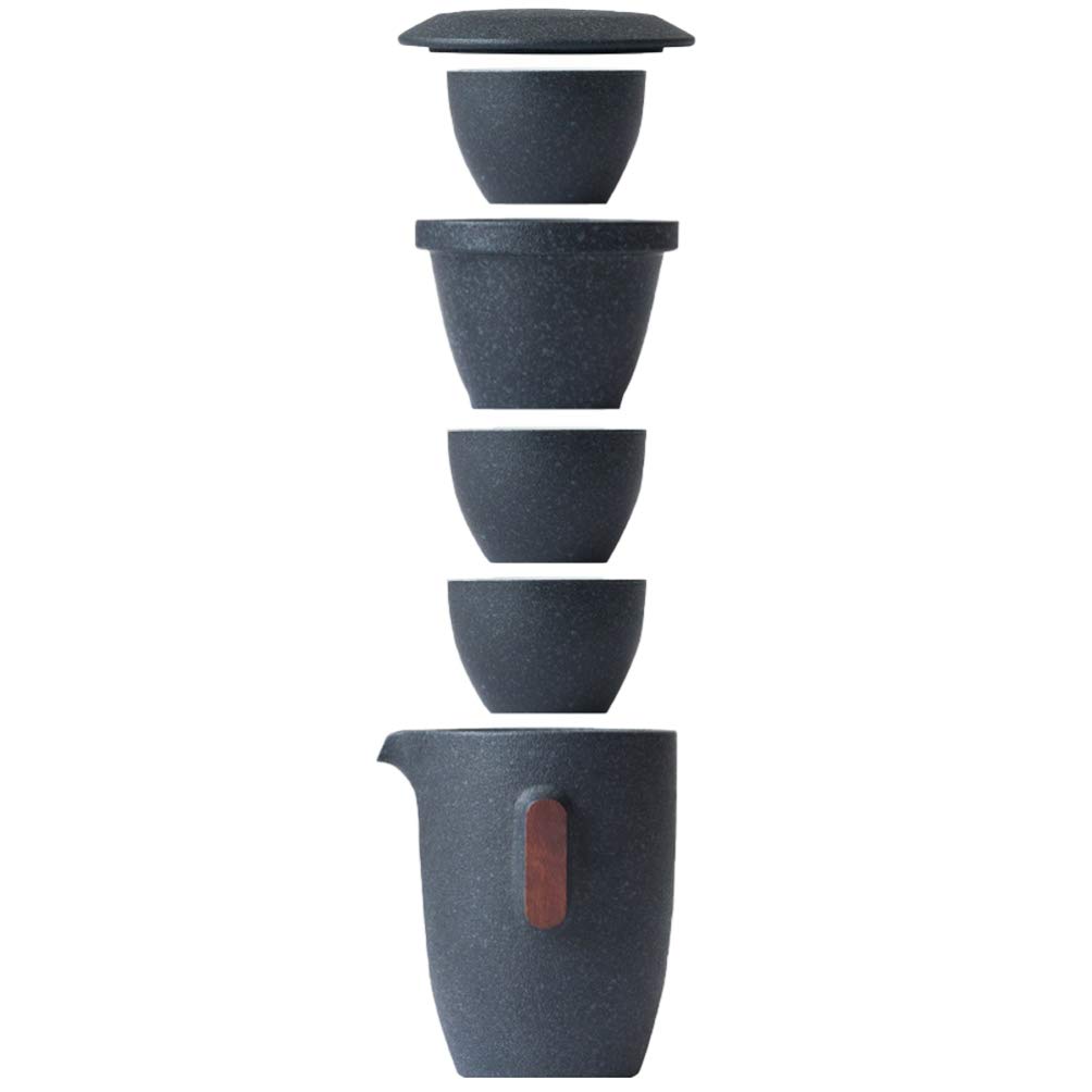UPKOCH Portable Ceramic Teapot Set with 3 Cups - Compact Travel Tea Kettle for Home, Office, Camping & Outdoor Use | Perfect for Tea Lovers, Gifts & Daily Brewing