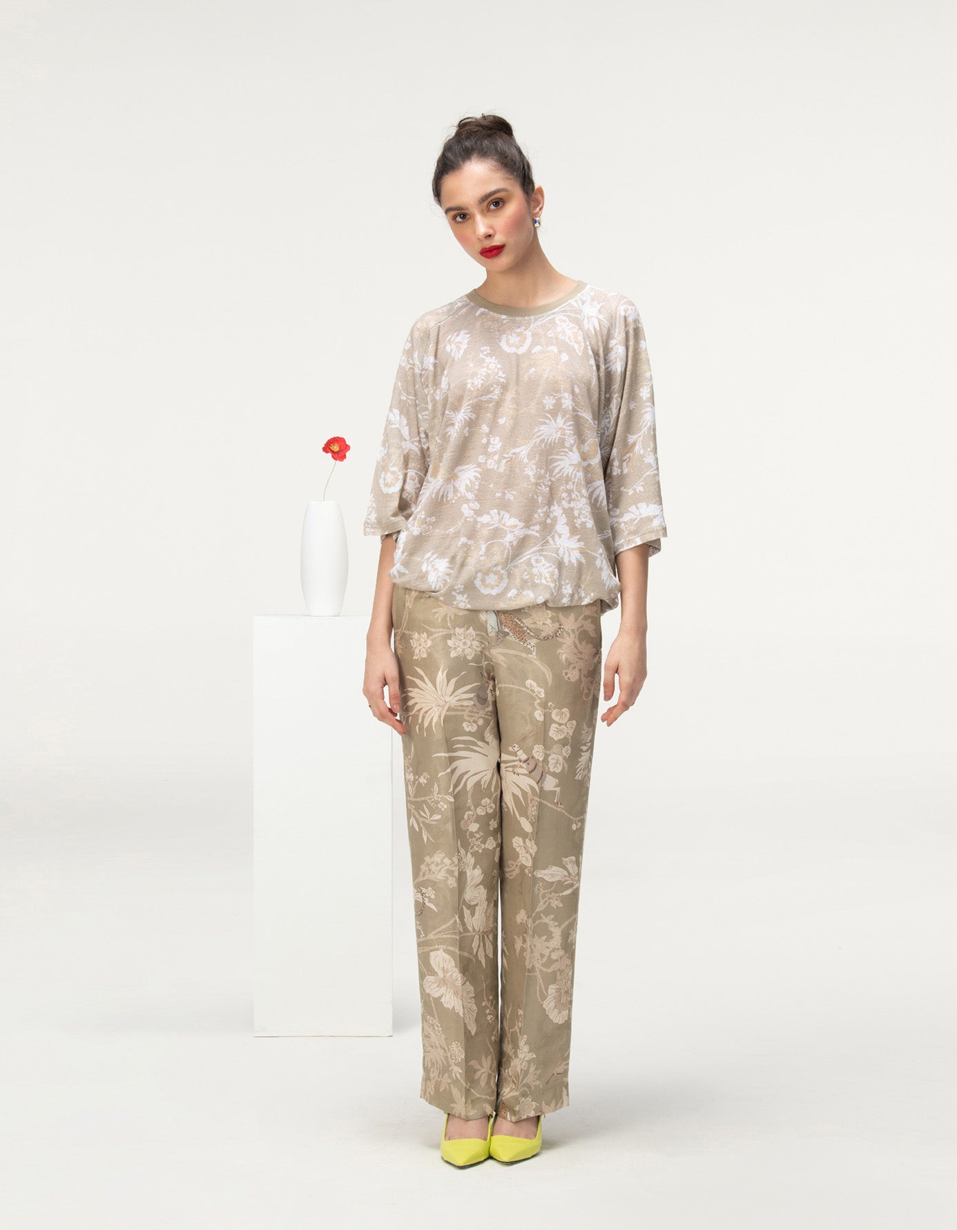 Premium Straight Fit Trousers - Silk Damask Fabric in Elegant Oyster Grey | Perfect for Business Casual, Office Wear & Special Occasions
