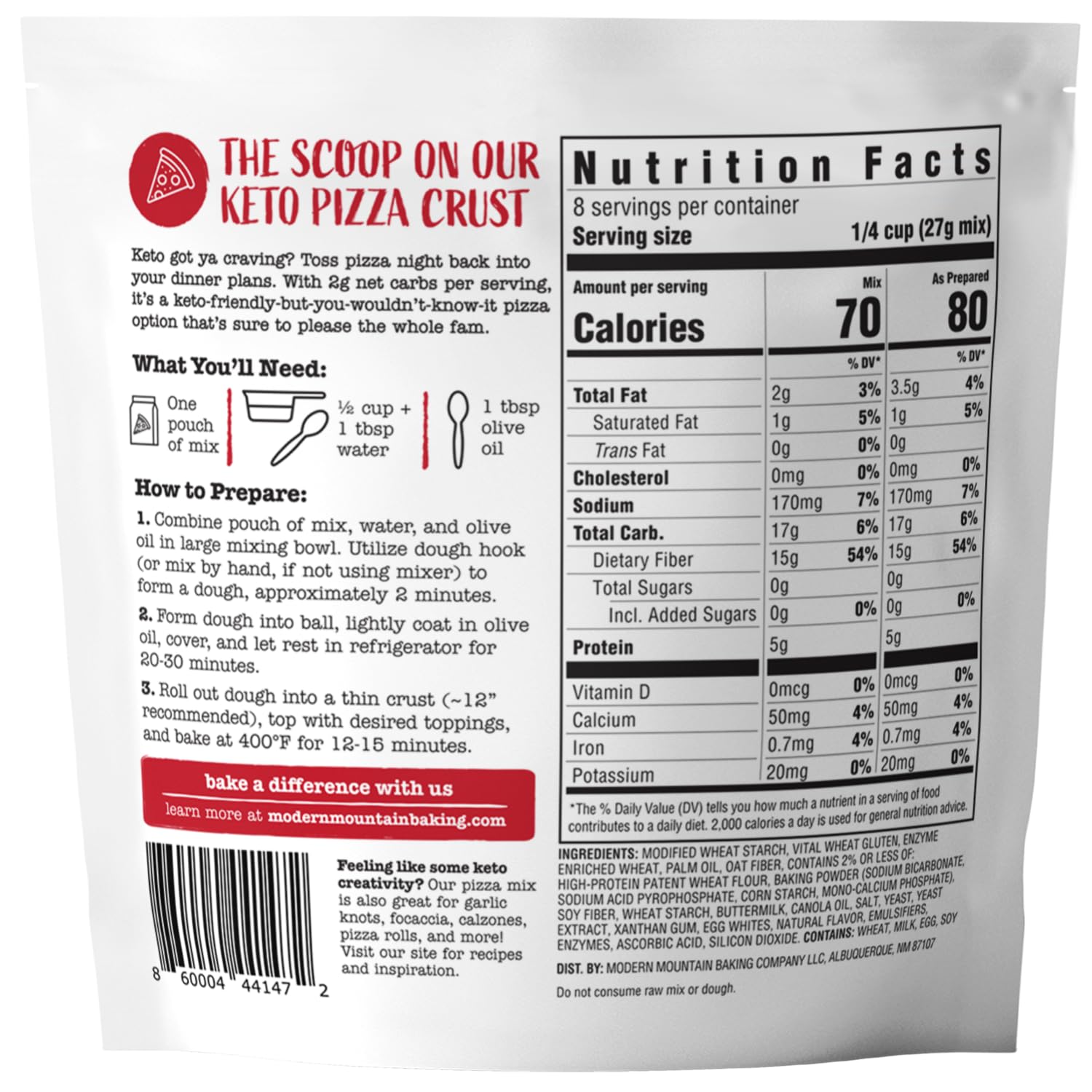 Keto Pizza Crust Mix - Low Carb, 2g Net Carbs, Zero Sugar, Non-GMO - Easy Just Add Water & Oil - Perfect for Keto Diet, Family Dinners, and Quick Meals (7.6oz, 3-Pack)